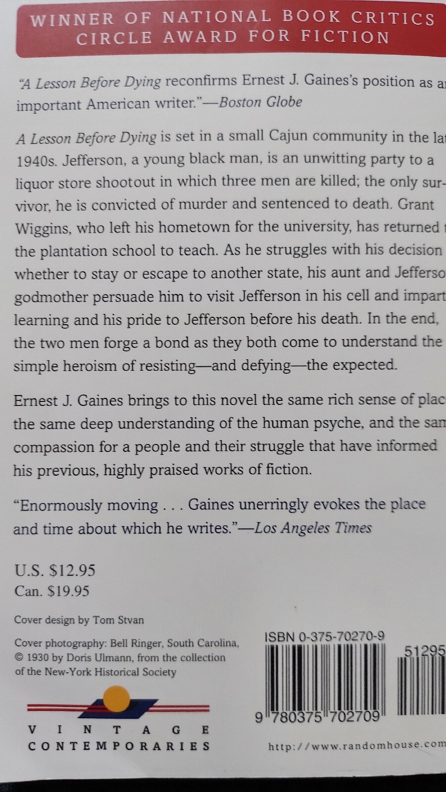A Lesson Before Dying by Ernest J Gaines Paperback Book