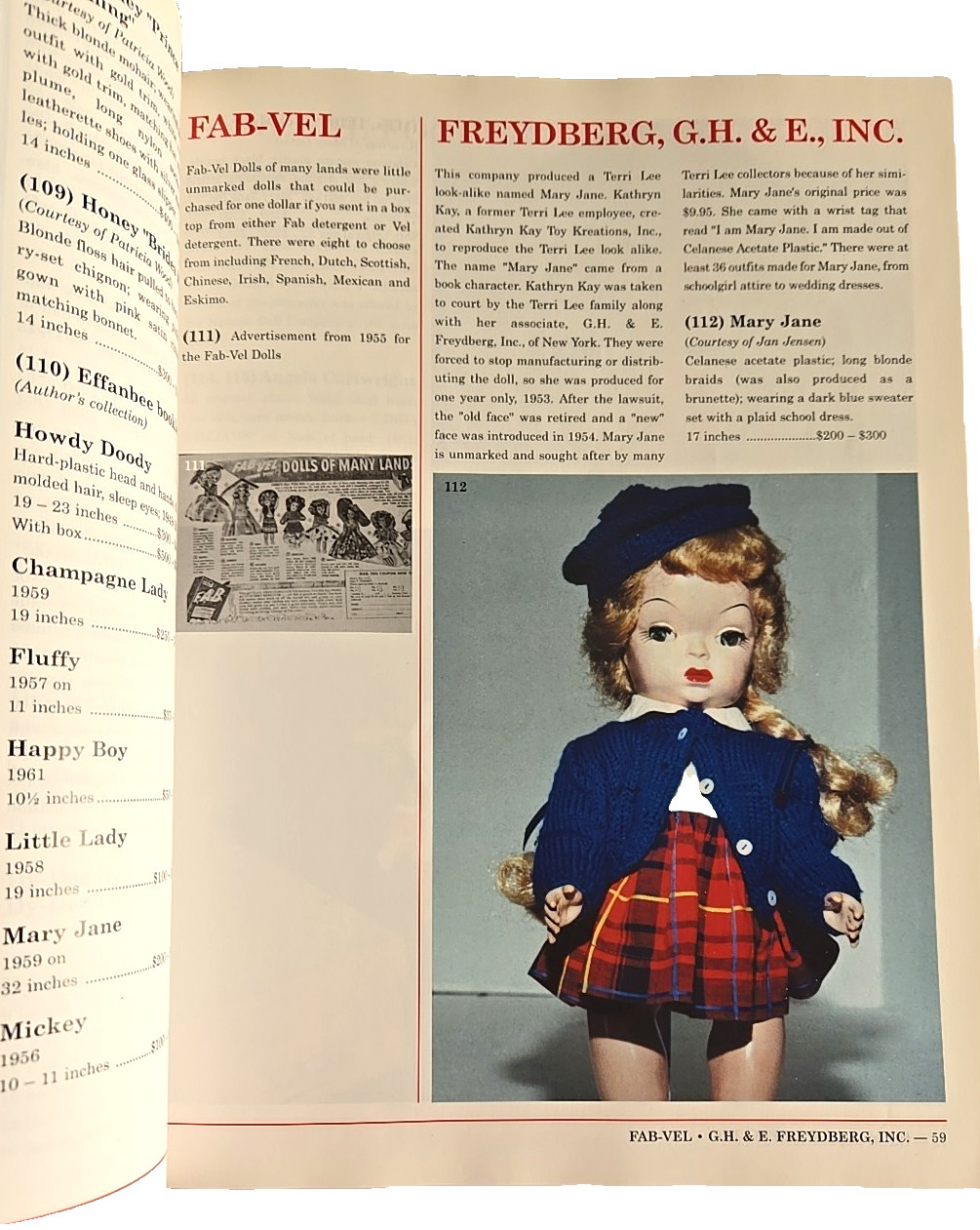 Baby-Boomer Dolls 1950s/60s Reference & Price Guide Michele Karl 1st Ed 2000 Y2K