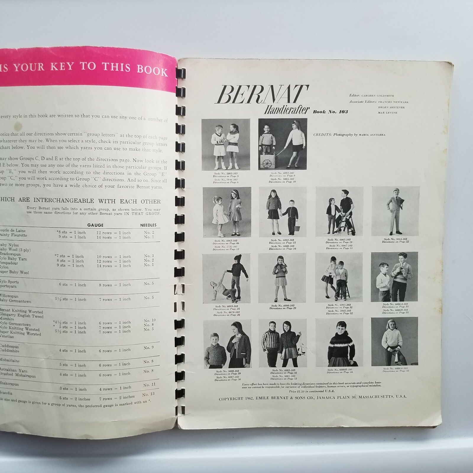 Patterns 1962 Bernat Handicrafter Classics for Girls and Boys Book 103 72 pages