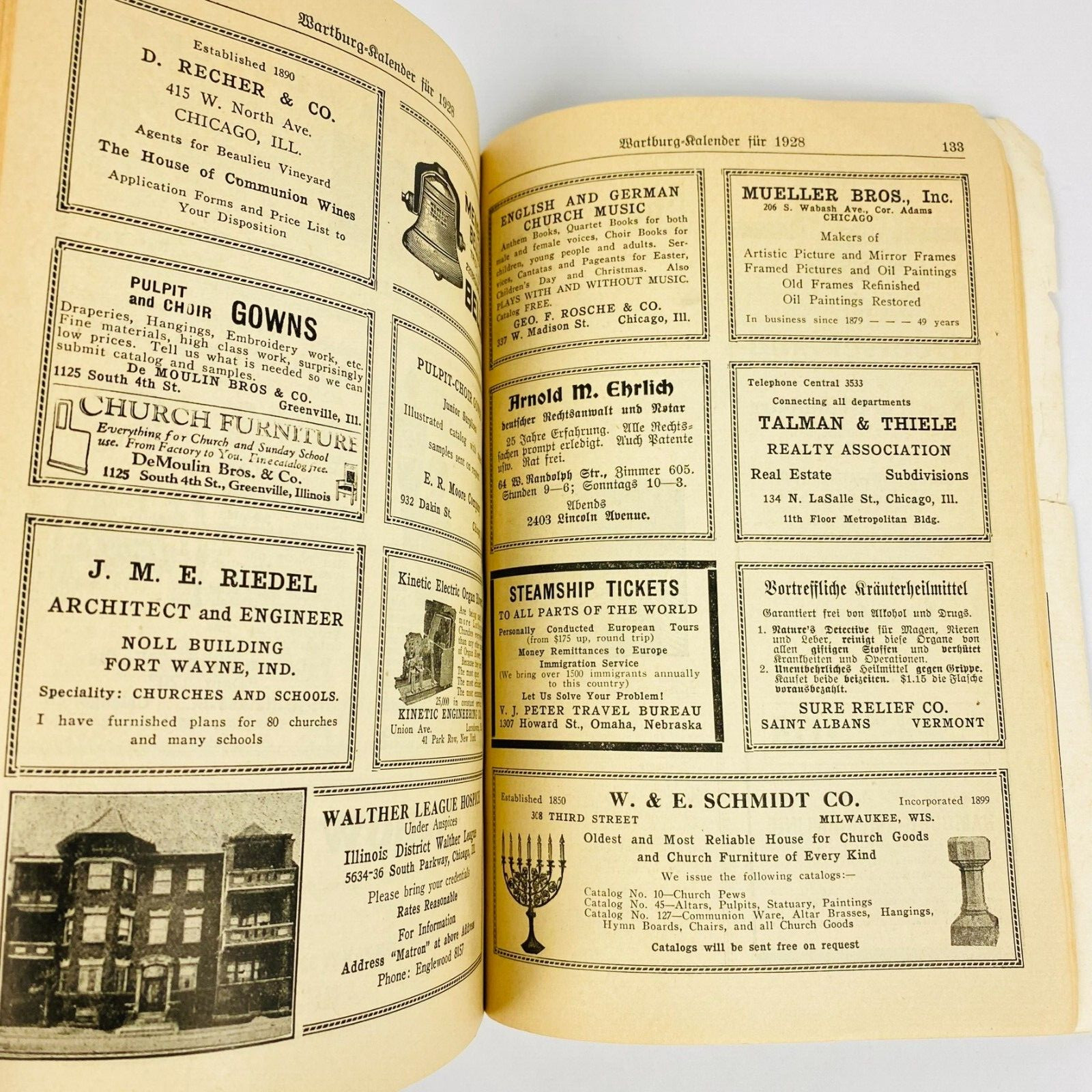 1928 Wartburg Kalender German Edition Book Seminar Dubuque Iowa Vintage