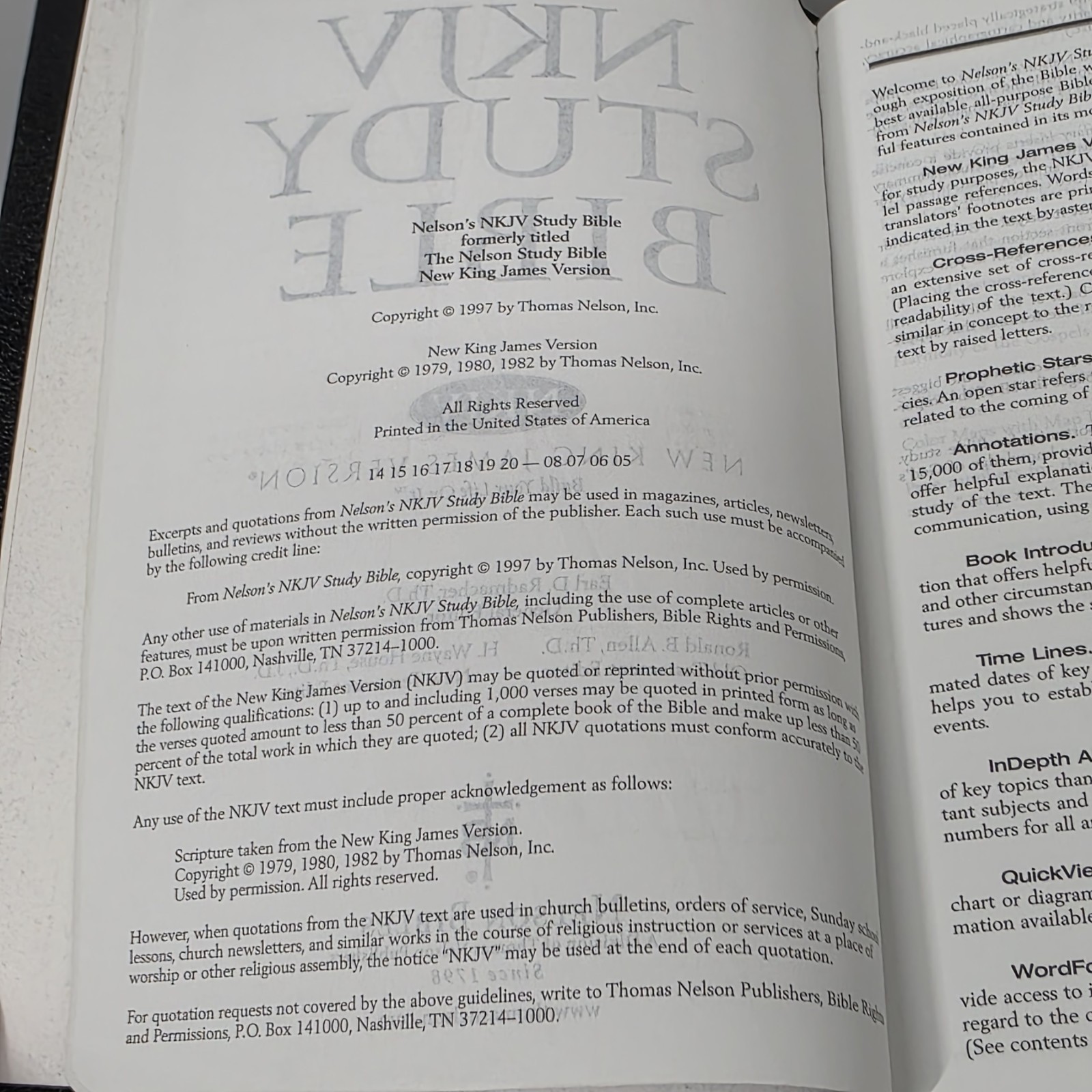 Nelson’s New King James Version 1997 Study Bible Black Bonded Leather #2885N
