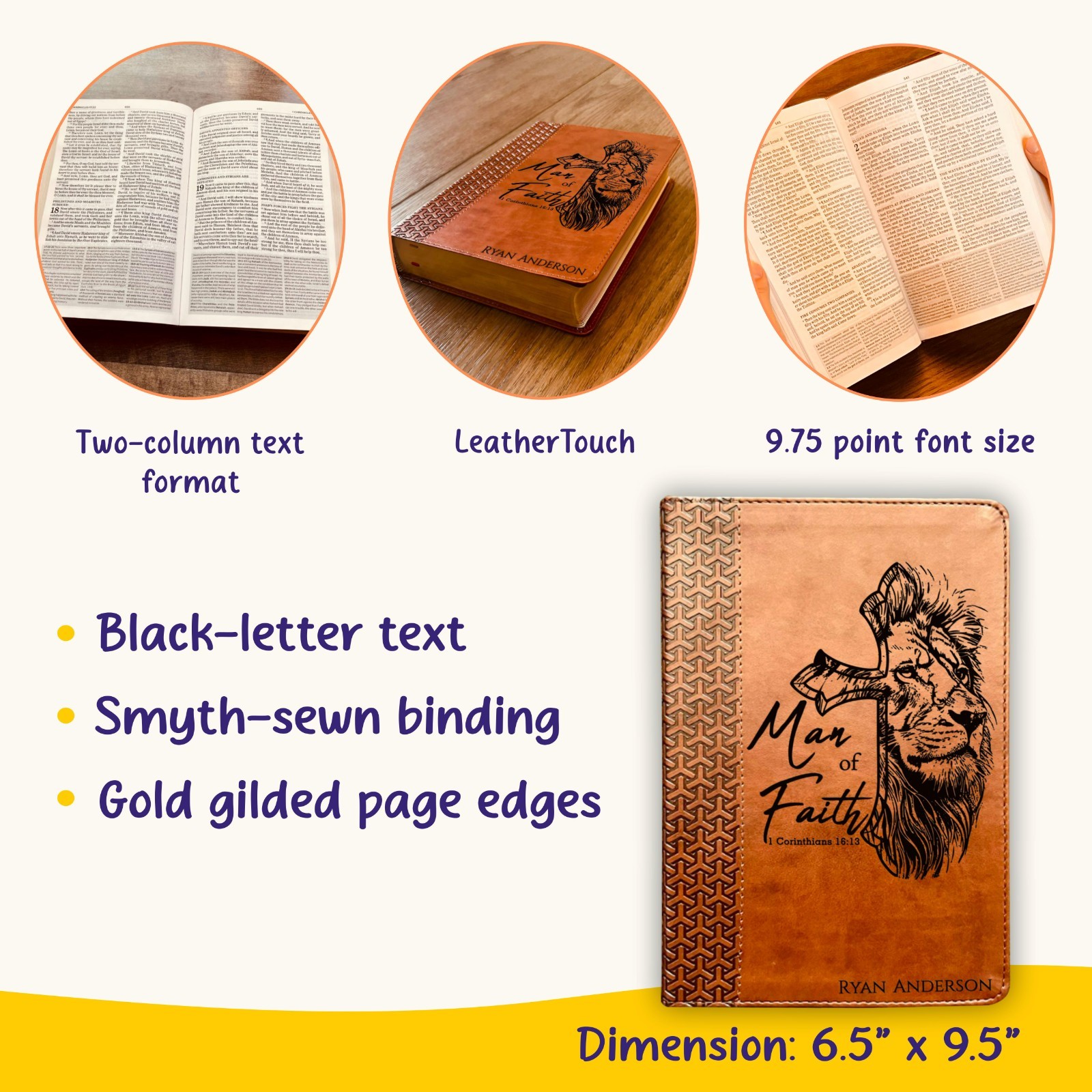 Personalized Bible for Men, KJV Study Bible, Custom Bible for Men Name Engraved