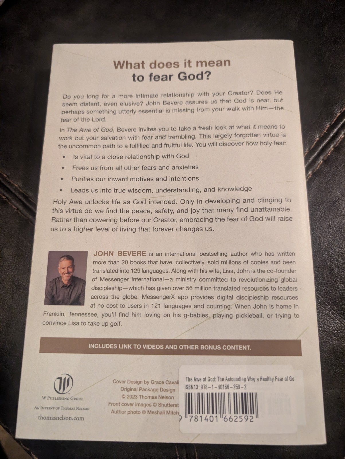 The Awe of God by John Bevere Softcover
