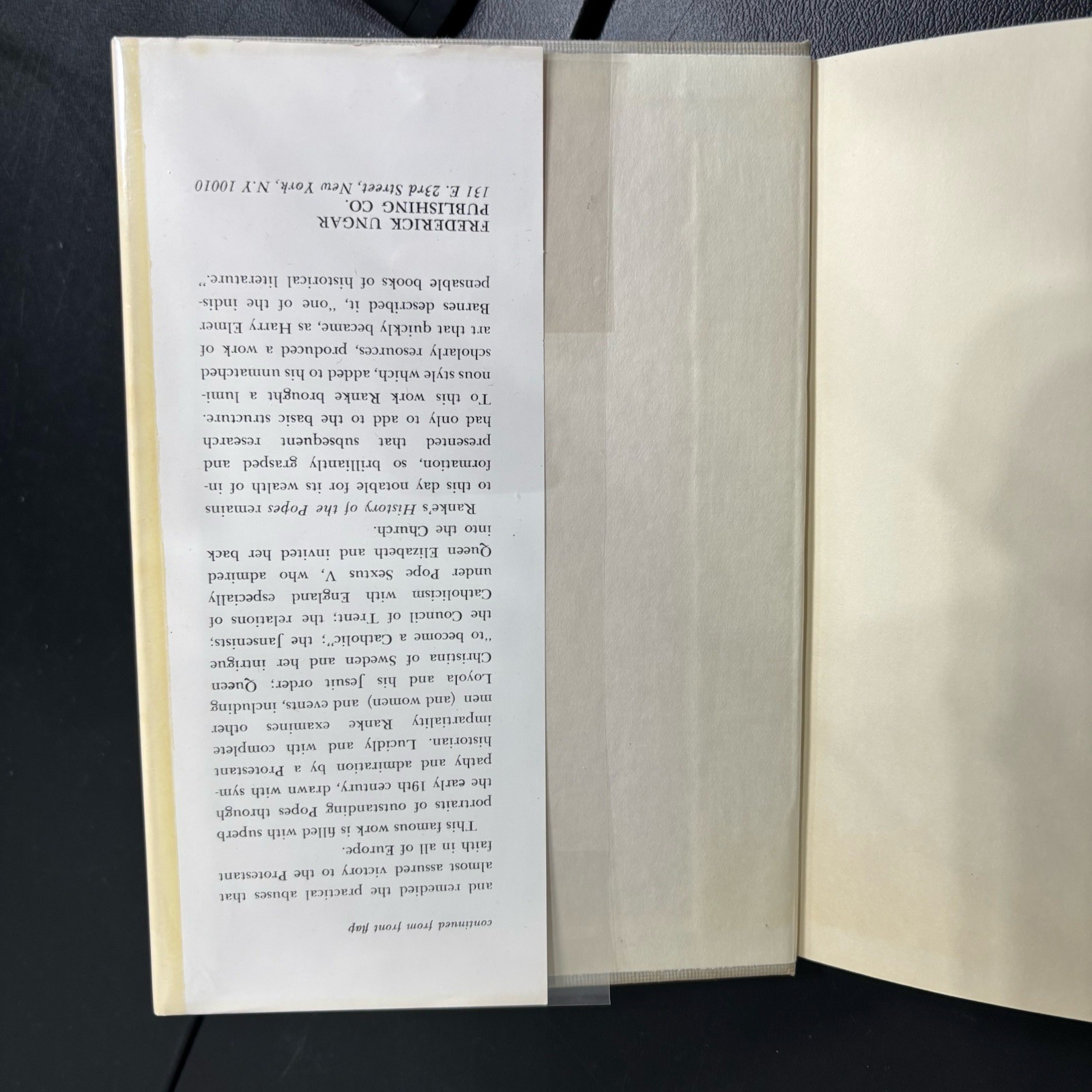 History of the Popes Vol 1 — Leopold von Ranke — 1966 Vintage HC w/ DJ