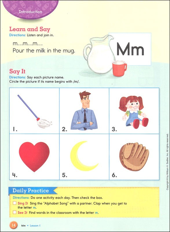 Sadlier From Phonics to Reading Grade Level K Kindergarten Student Edition