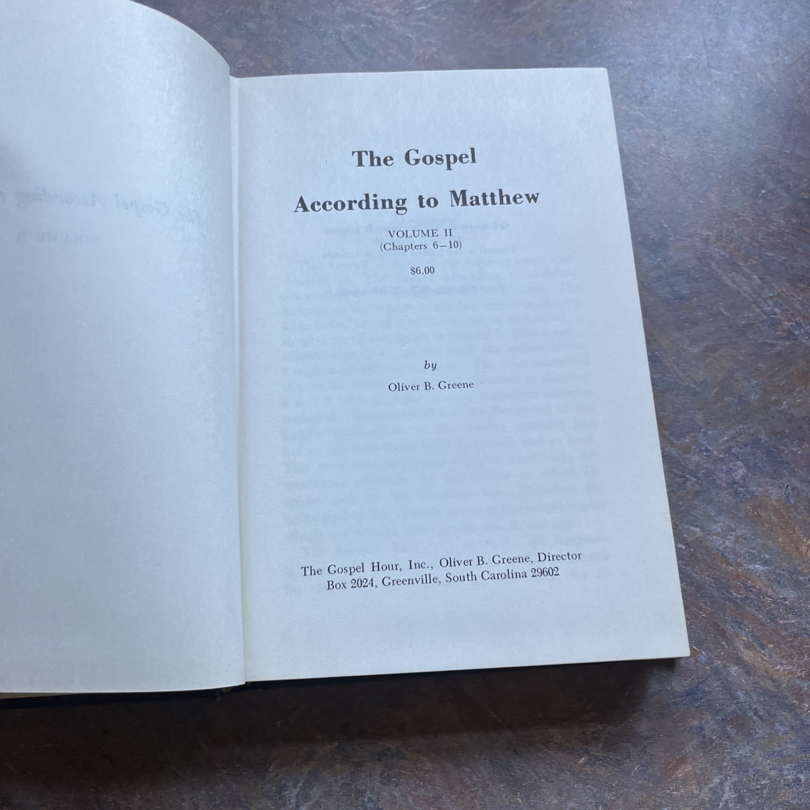 The Gospel According to Matthew Vol II Oliver B Greene 1st Edition (Hardcover)