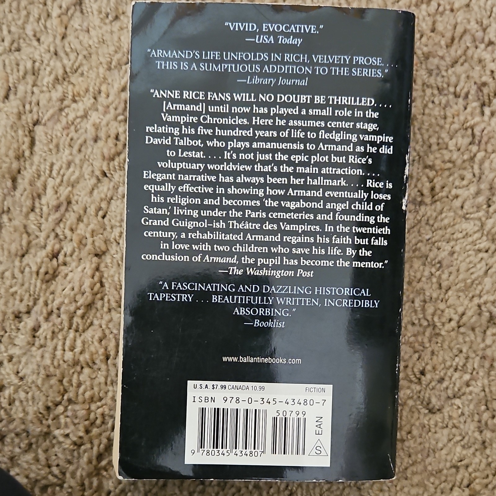 Anne Rice Vampire Armand Mass Market 2000 Vampire Chronicles Ser.