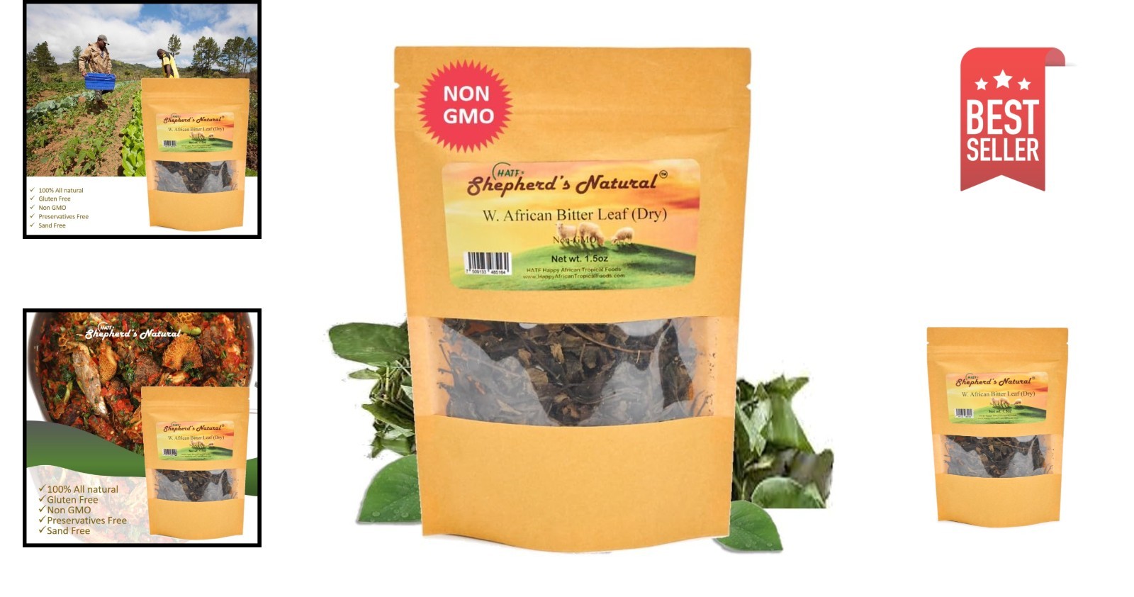 HATF Bitter Leaf Dry – Sand-Free, Sun-Dried, 1.5 oz for Authentic Dishes