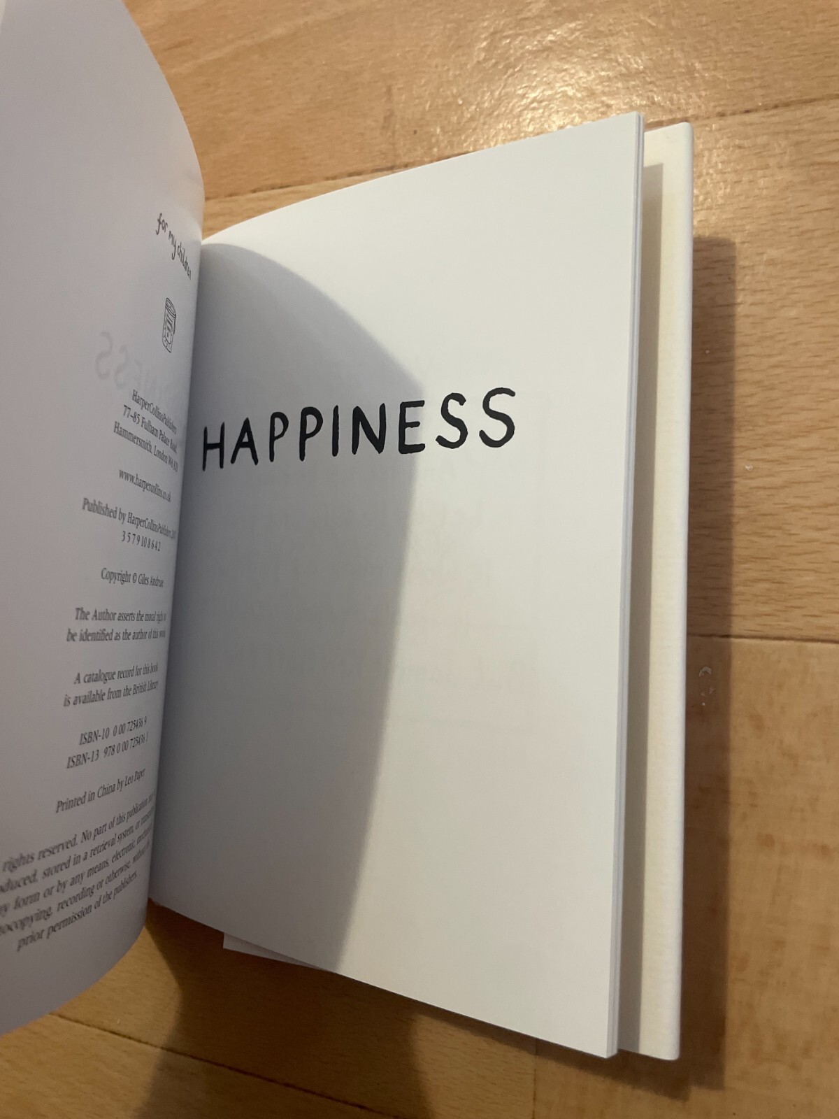 LIKE NEW. EDWARD MONKTON. HAPPINESS, HARDCOVER WJACKET. 17 BY 14CM. 2007