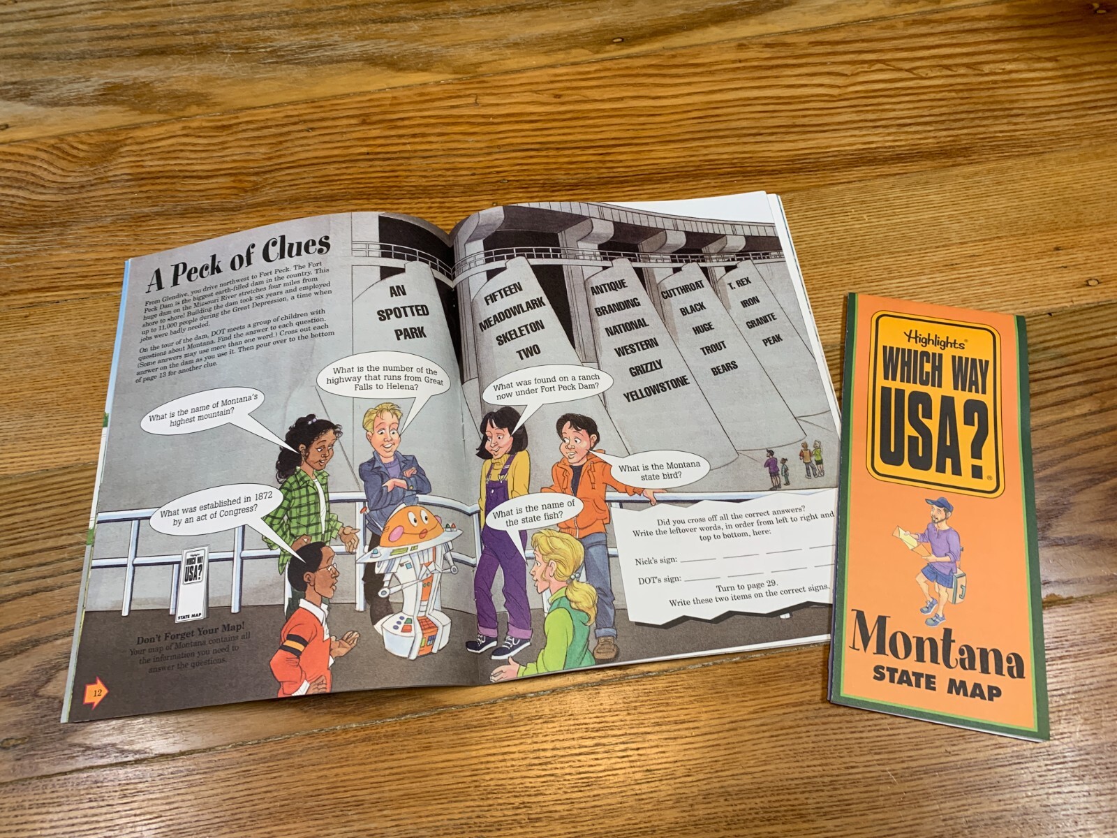 Highlights WHICH WAY USA Puzzle Books & Maps Montana Idaho Wyoming and Nebraska