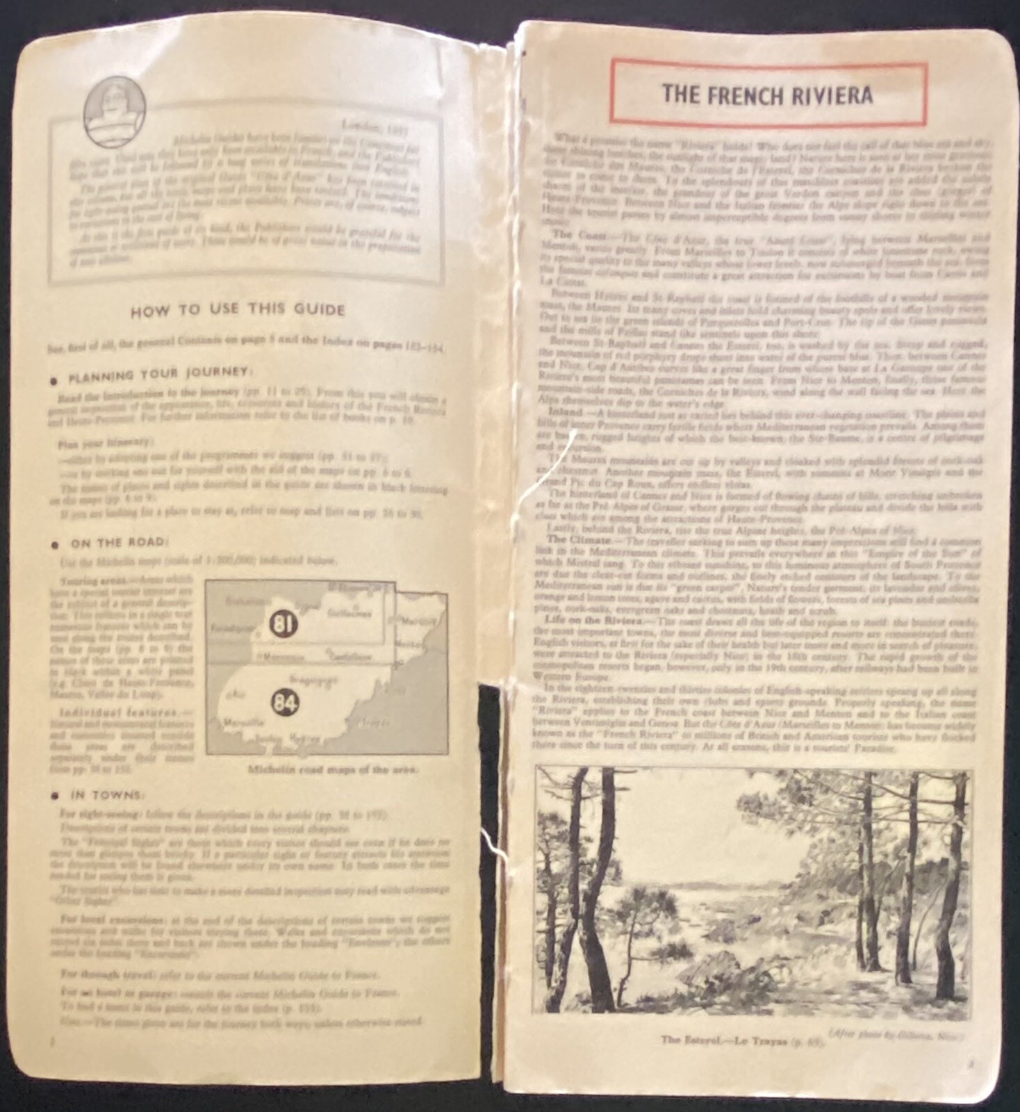 Michelin The Green Guide French Riviera 1957 © 154 Pages Vintage