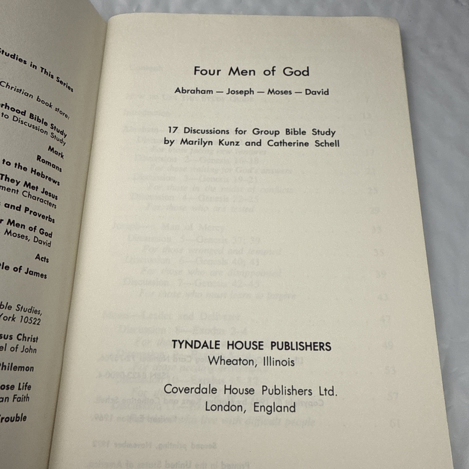 Bible Study Guide Abraham Moses Joseph David – Four Men of God 1972 Kunz Schell