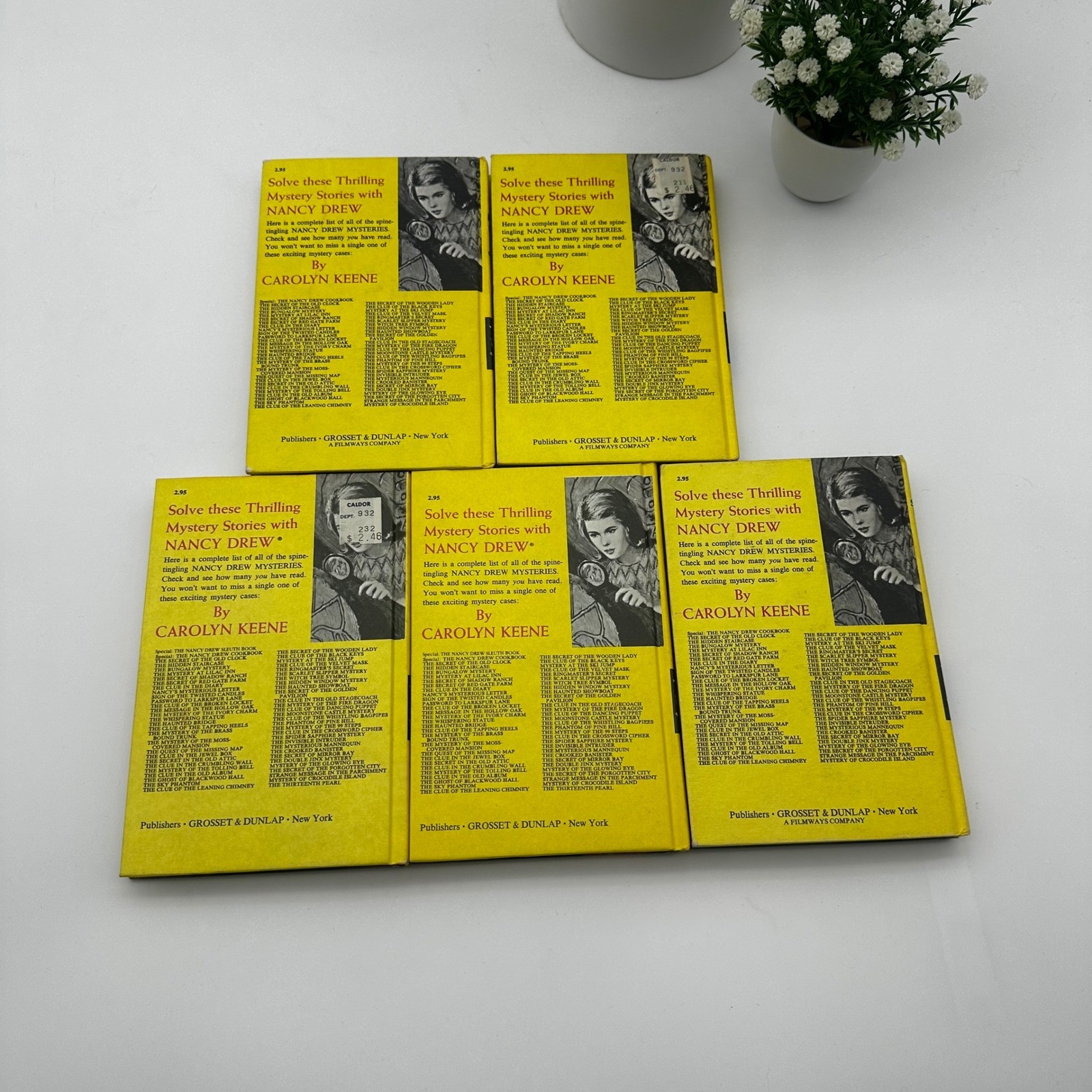 Lot of 5 Nancy Drew Yellow Matte Hardcover 60’s & 70’s #11,13,17,20,21 Keene