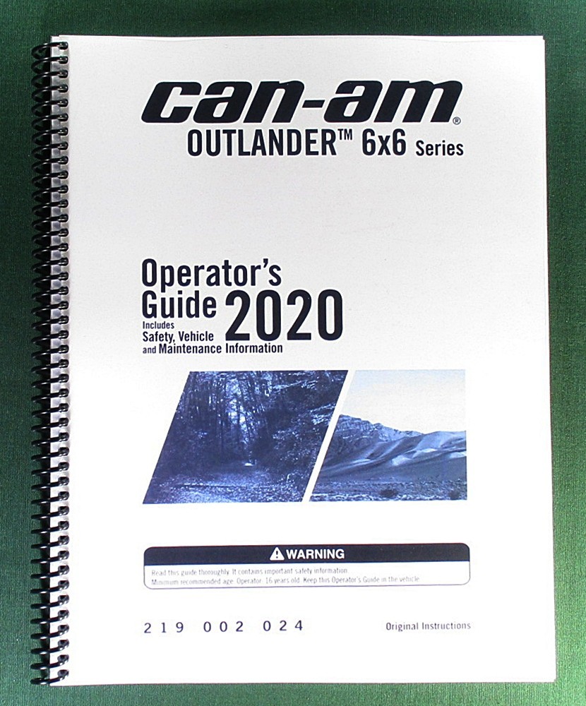 2020 Can-Am Outlander 650 6X6 Owner’s Manual: 220 Pages & Protective Covers!
