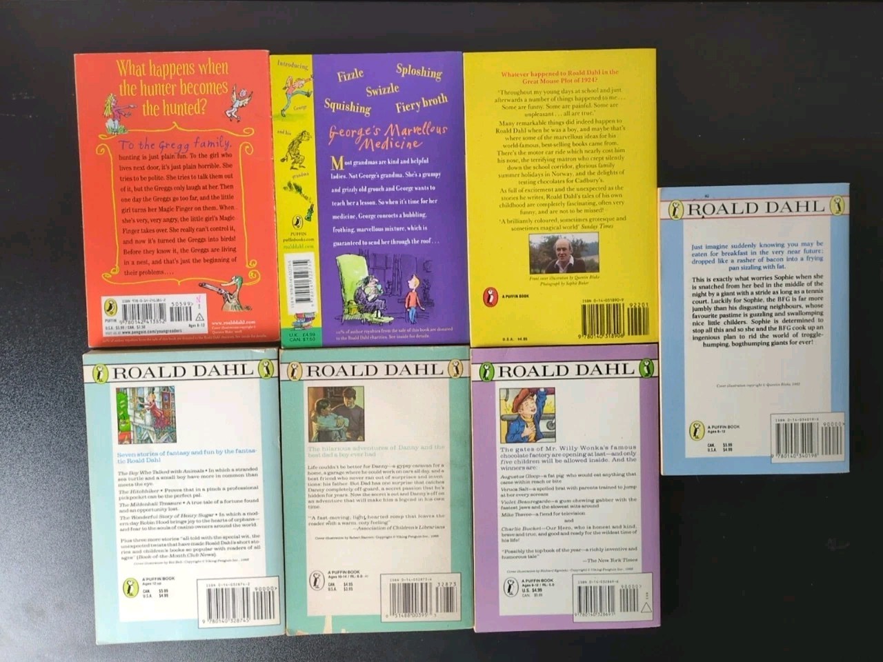 Lot Of 7 Roald Dahl Novels BFG, Boy, Magic Finger