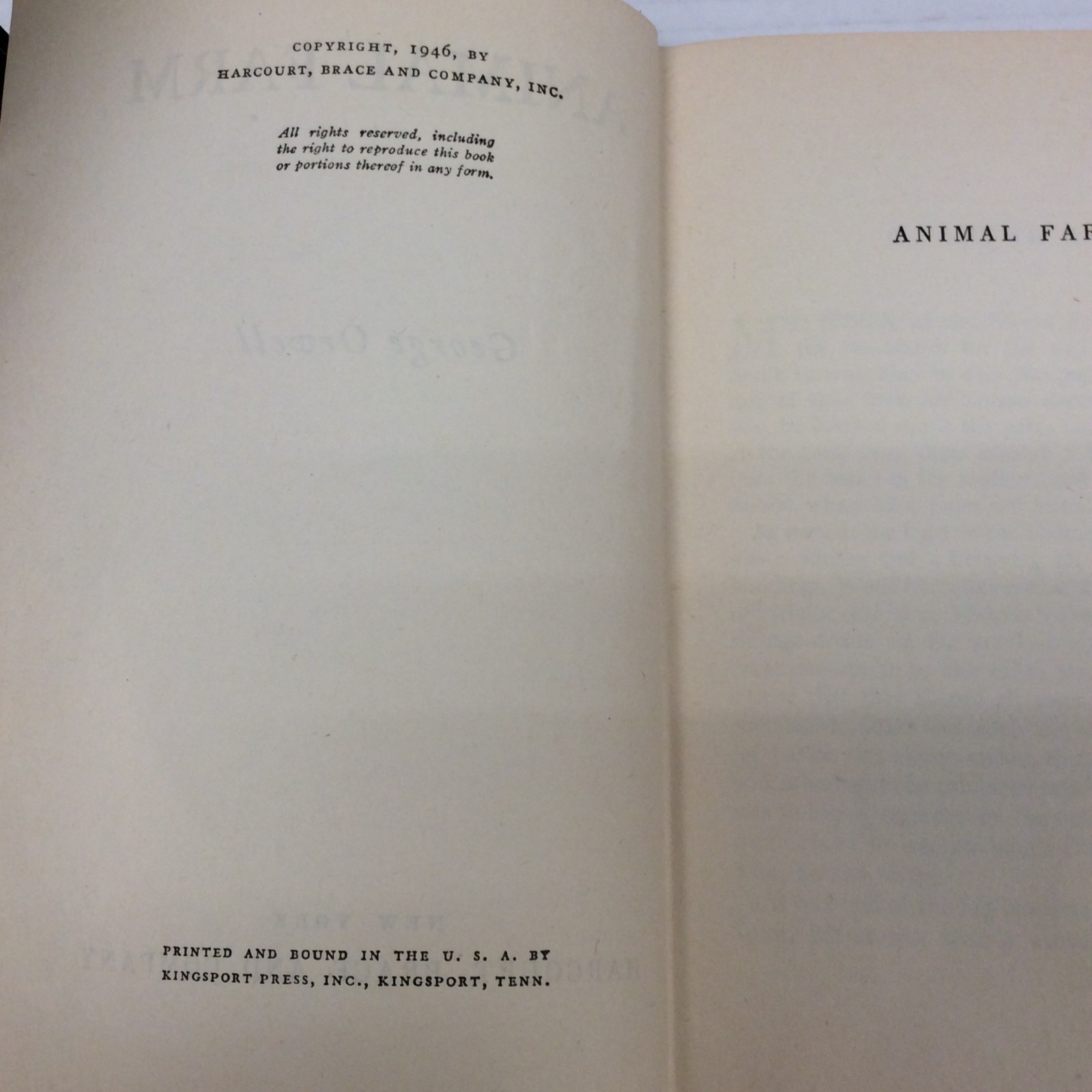 ANIMAL FARM hc George Orwell 1946