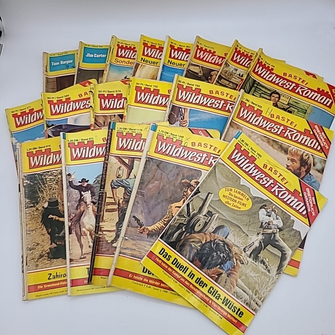 19 BASTEI Wildwest-Roman Western Pulp Fiction German Booklets Books 1960-70’s