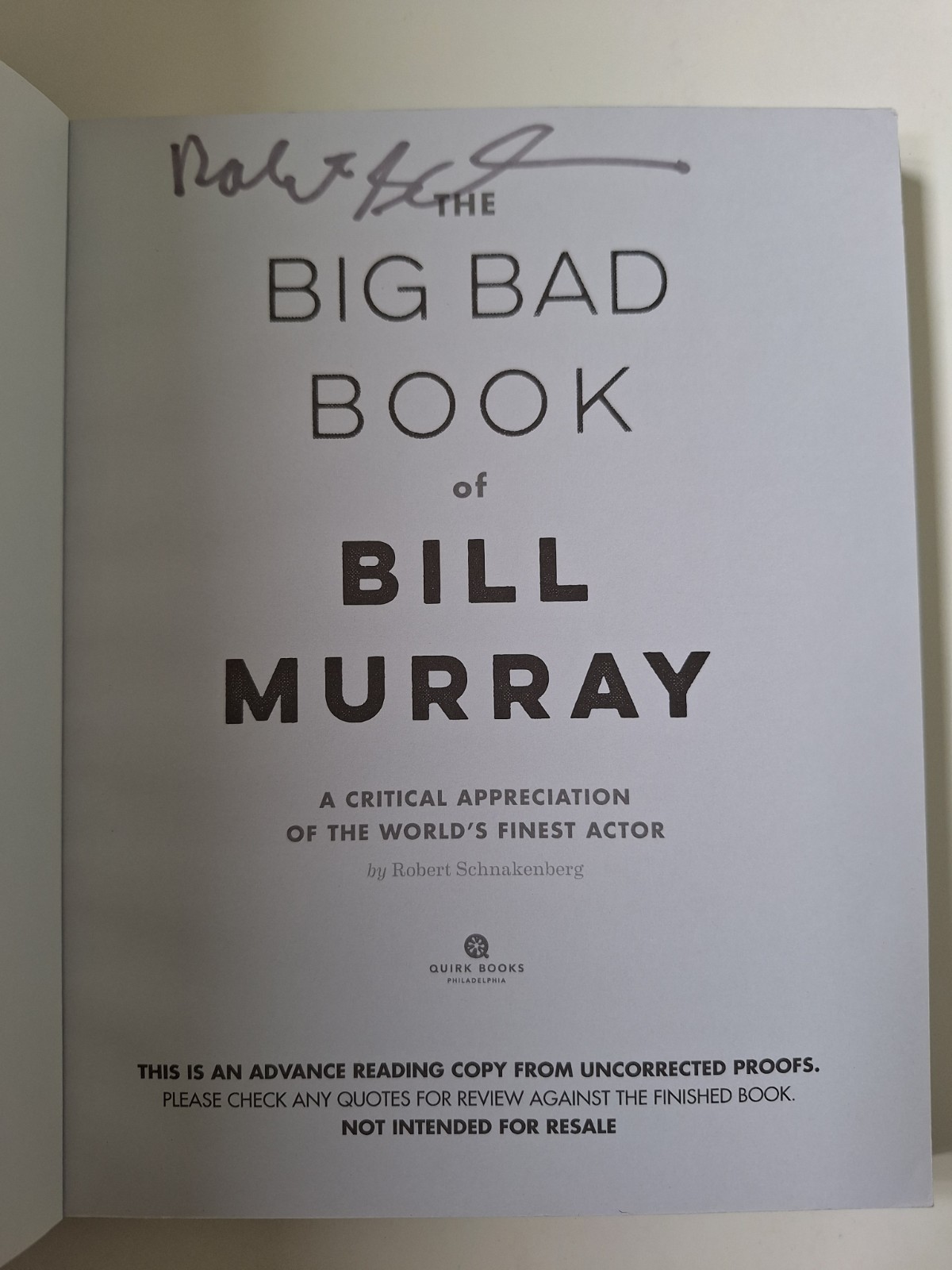 SIGNED ARC – The Big Bad Book of Bill Murray (Uncorrected Proof, 2015)