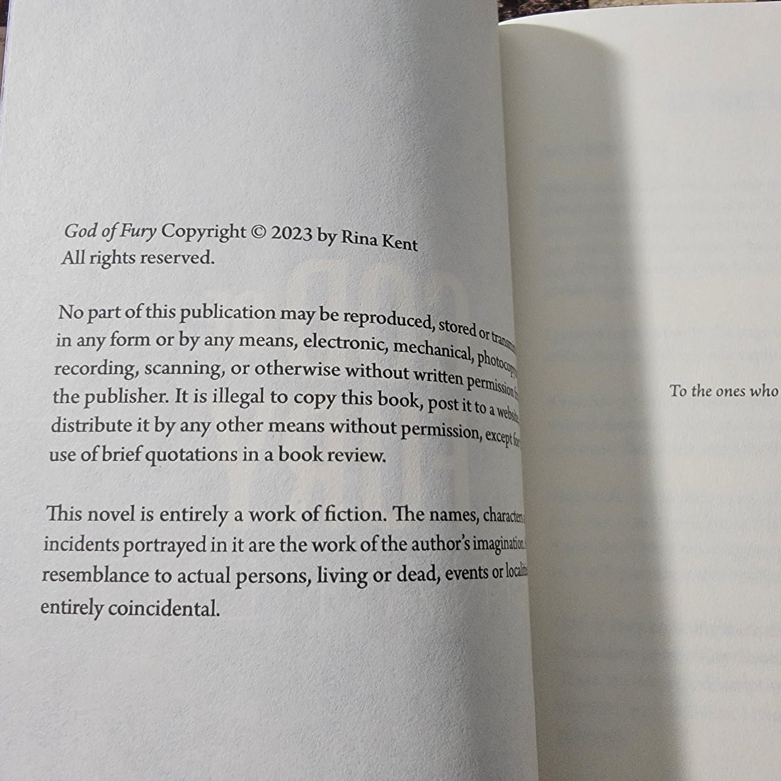 God of Fury by Rina Kent (2023, Trade Paperback)