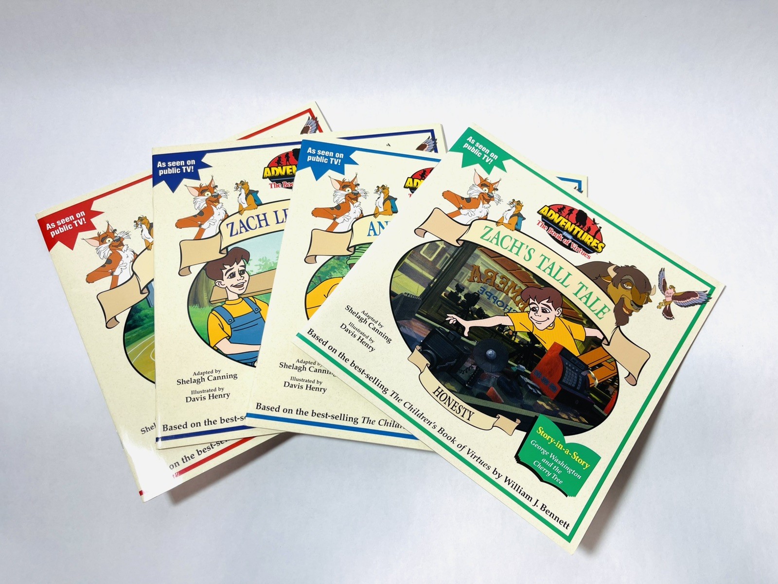 Adventures from The Book of Virtues Boxed Set PBS 4 books 1996 Honesty Courage