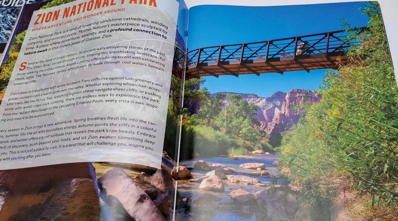 Greater Zion Tourism Official Visitor Guide Map 47 Pages, Staple Bound 2025