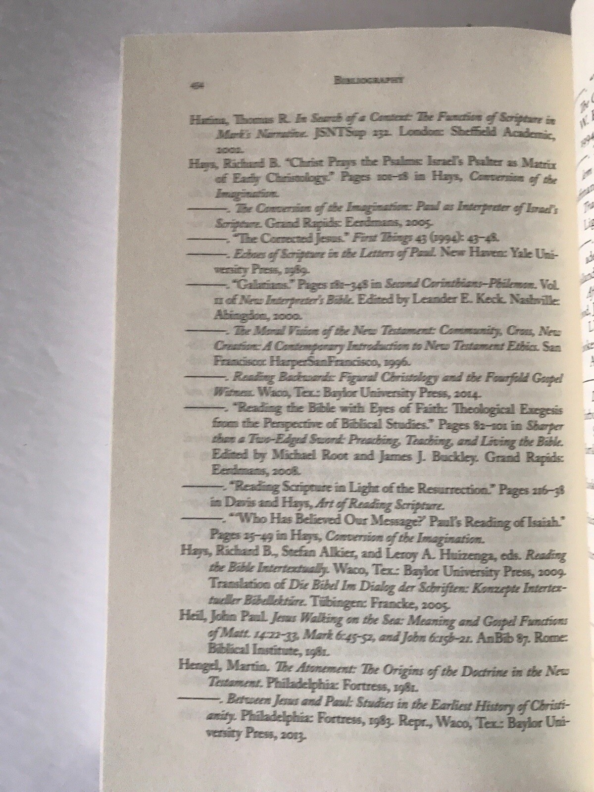Echoes of Scripture in the Gospels Richard B. Hays New Testament Studies 2016