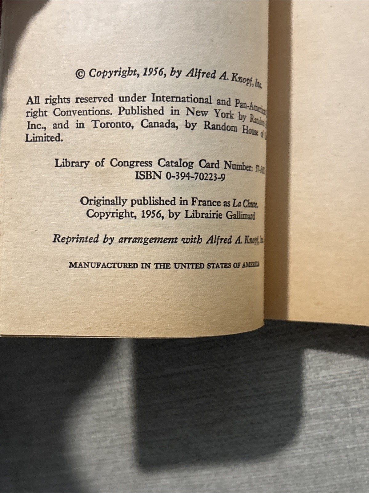 The Fall by Albert Camus Vintage Paperback