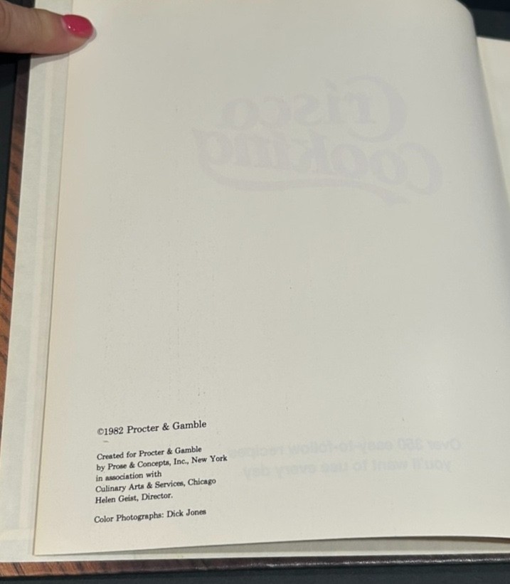 Vtg Crisco Cooking Cookbook 1982 Hardcover Over 350 Easy To Follow Recipes