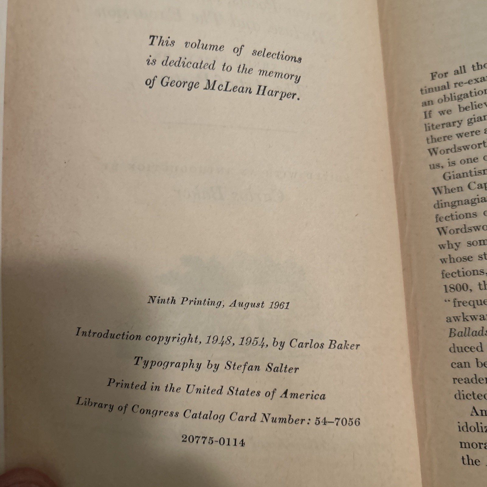 The Prelude – William Wordsworth’s (Paperback, 1961) 9th Printing. C4