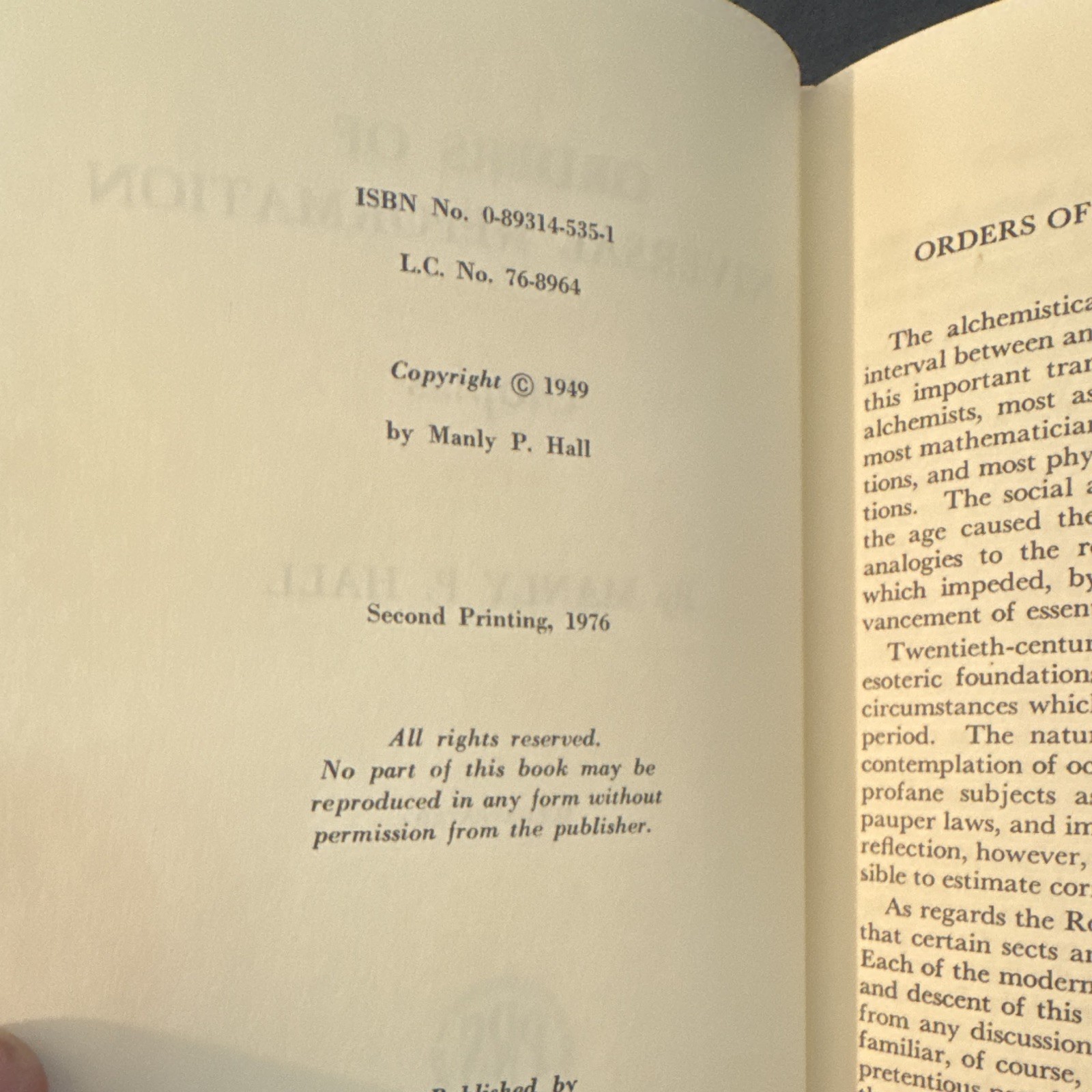 Orders of Universal Reformation: Utopias Manly P. Hall PB 1976 2nd Print