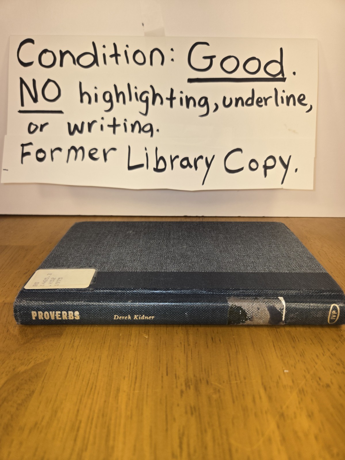 InterVarsity Press Proverbs Derek Kidner HC Ex-Library Vintage 1964 Commentary