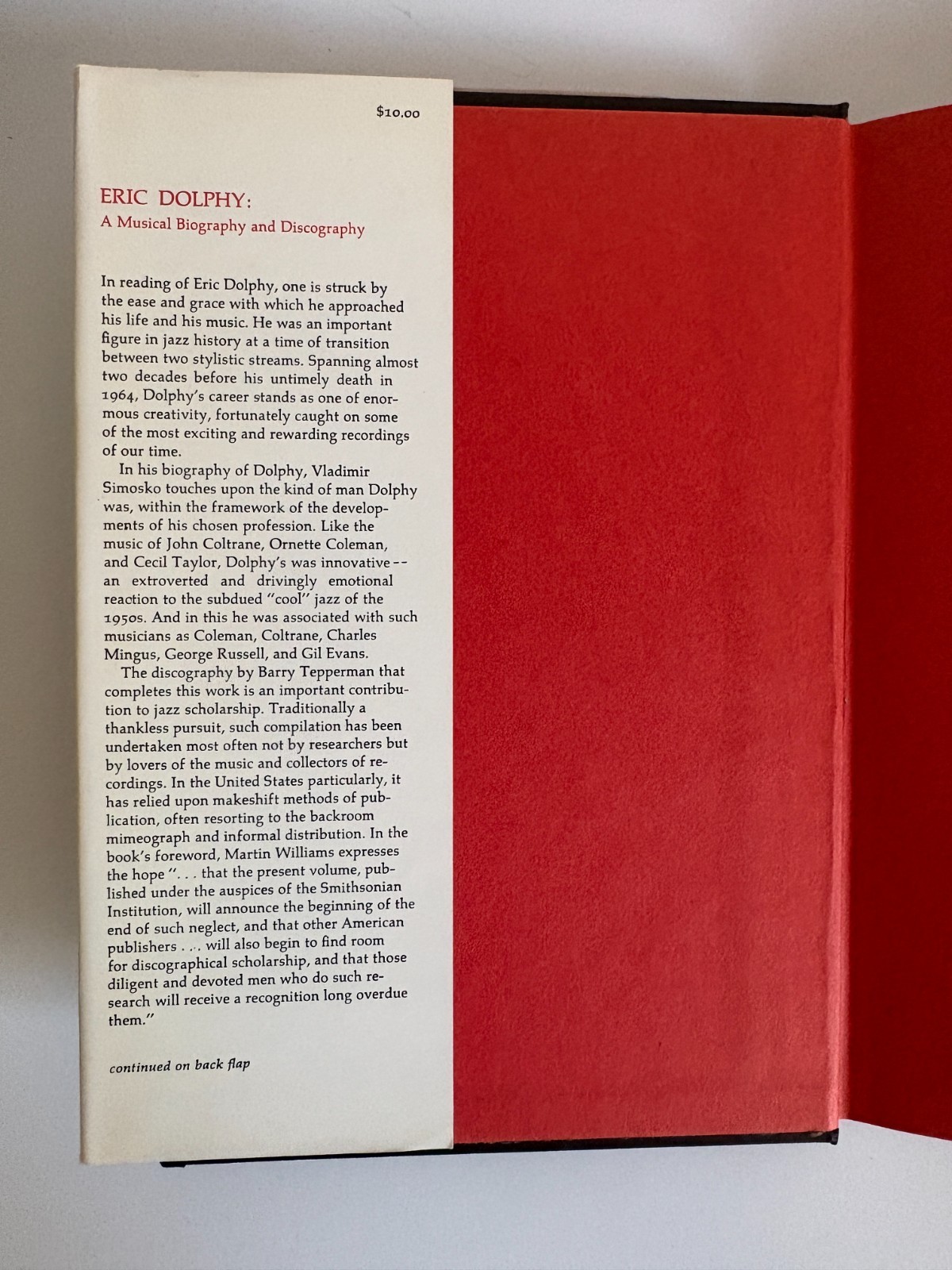 Eric Dolphy: A Musical Biography And Discography – Simosko/Tepperman 1st Ed HCDJ