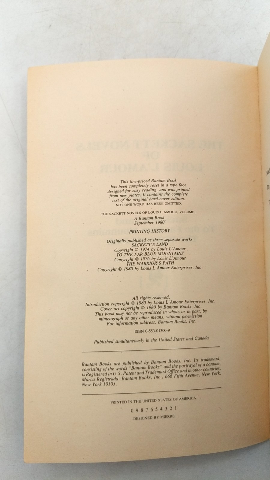 The Sackett Novels of Louis L’Amour Volume I Louis L’Amour Hardcover 1980