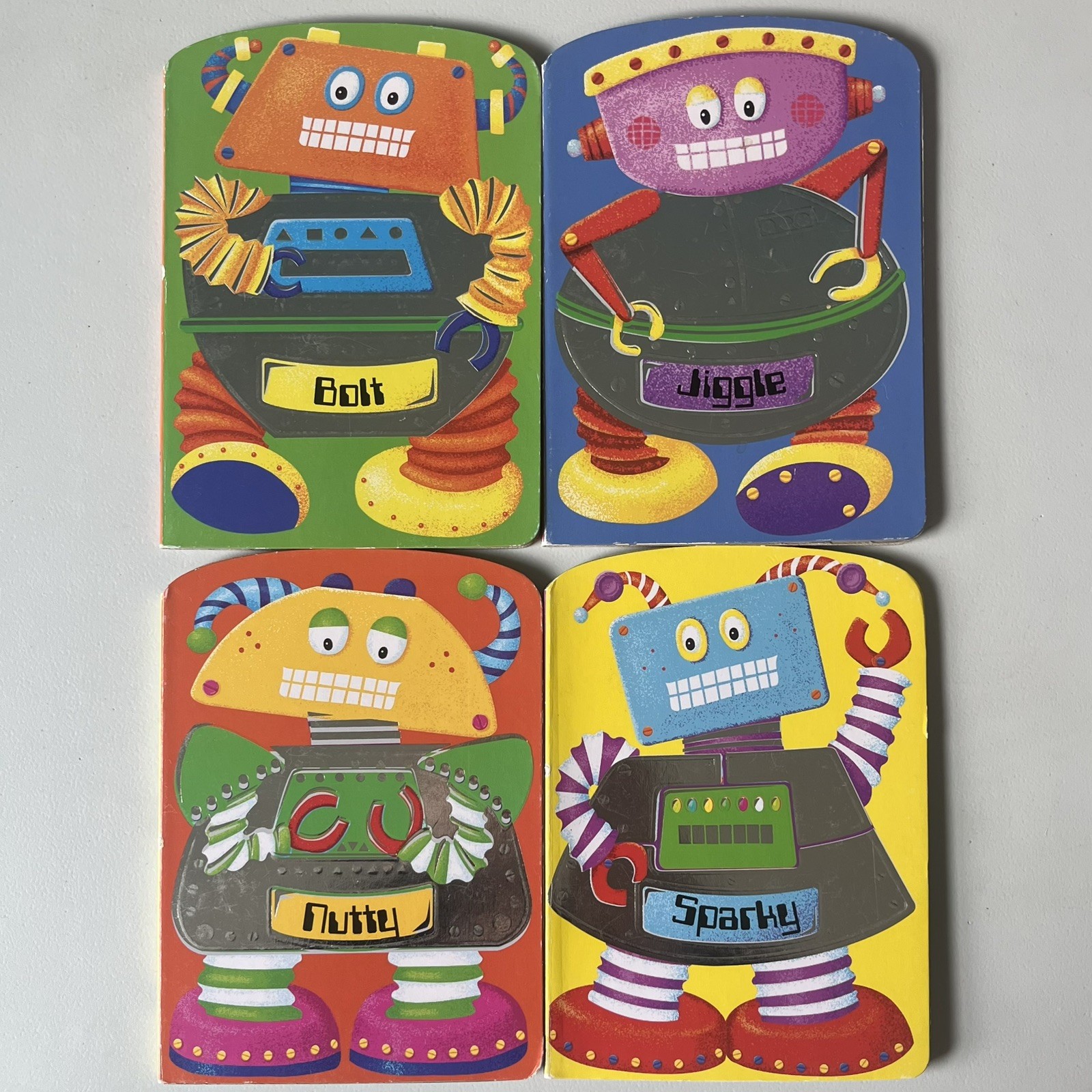 Bolt Jiggle Nutty & Sparky Robots Board Books 2012 Vision St Set of 4