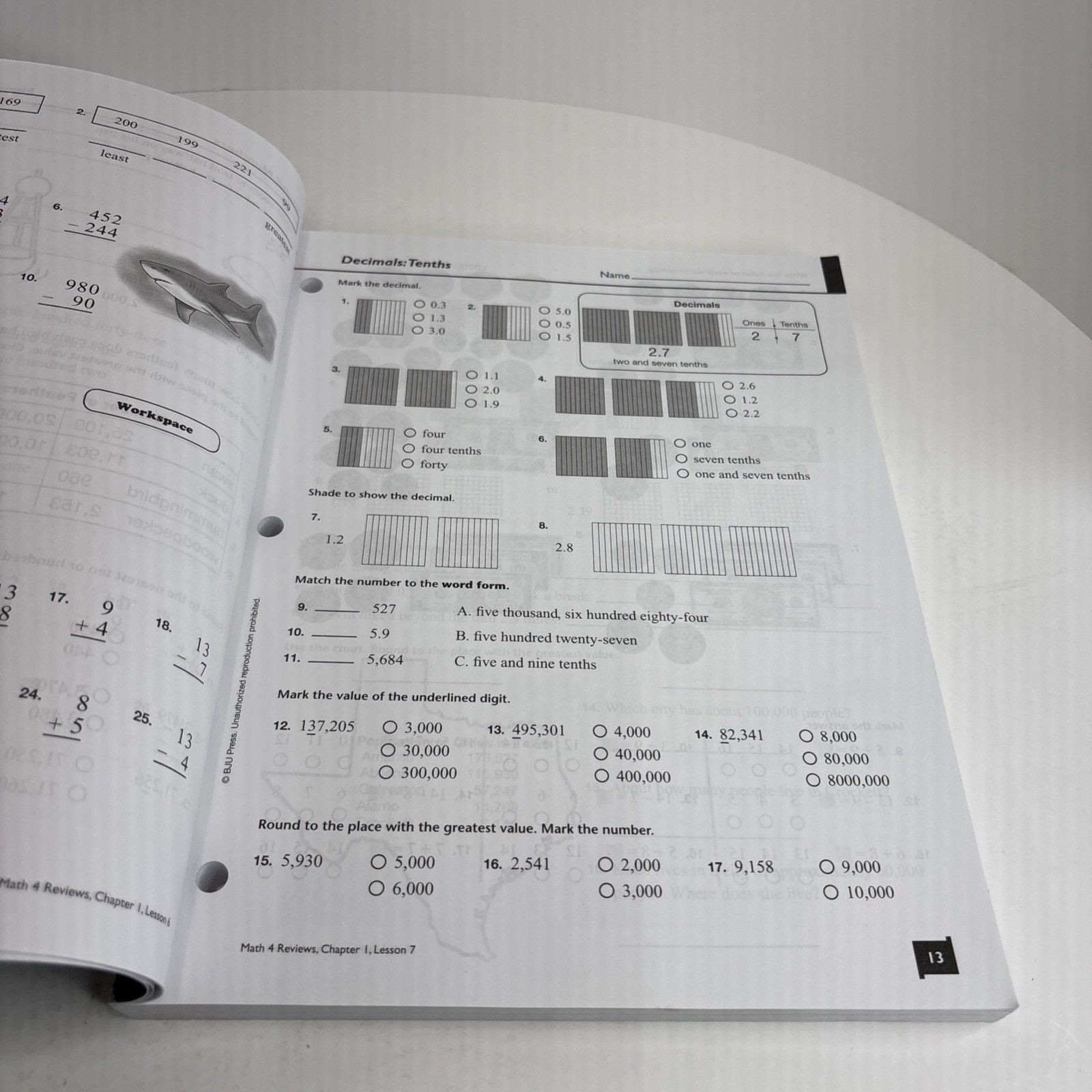 BJU Press Math 4 Student Reviews Third Edition Educational Workbook –