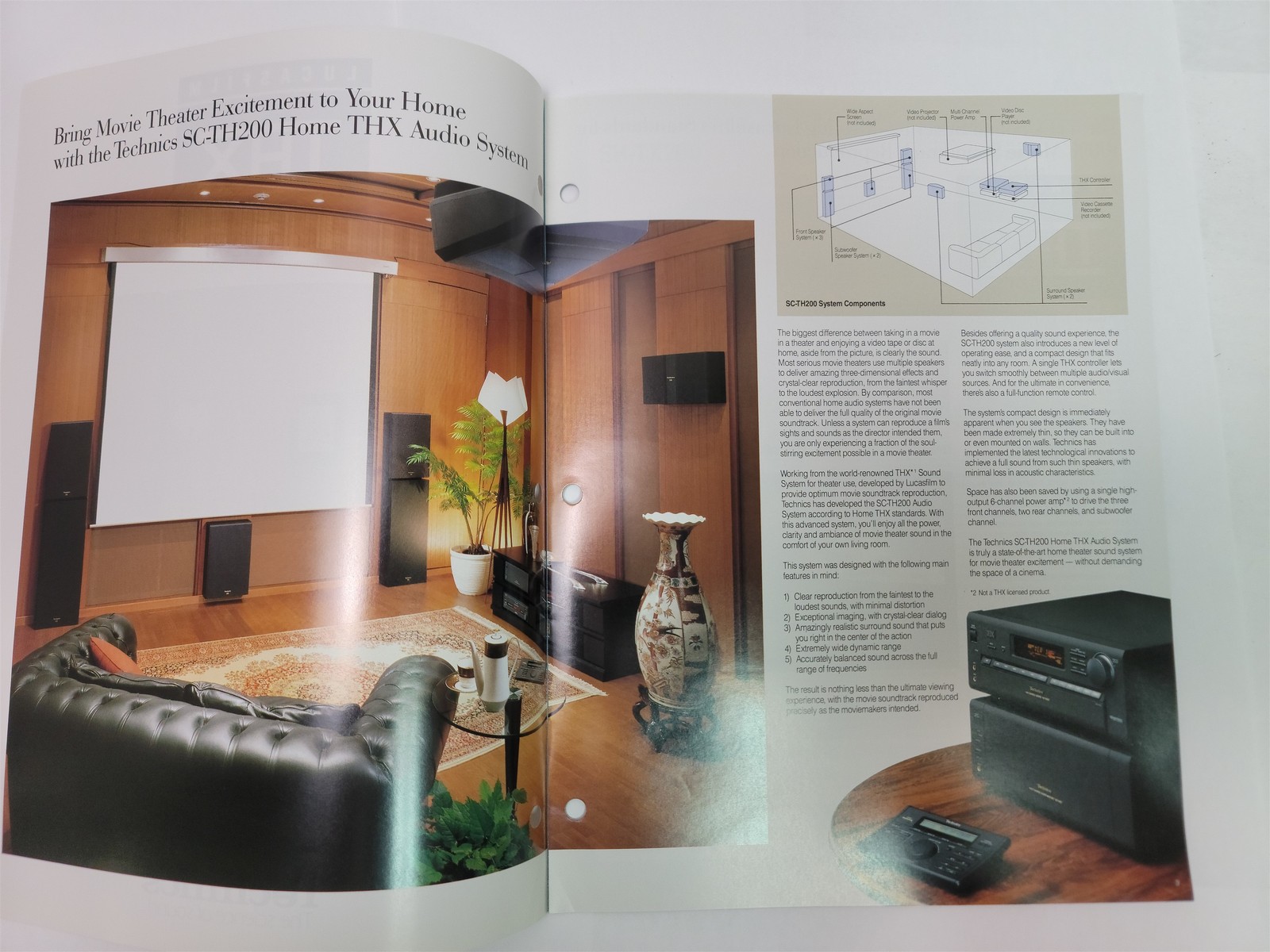 1990’s Technics SC-TH200 Home THX Audio System Brochure Specs Lucasfilm SH-TX200