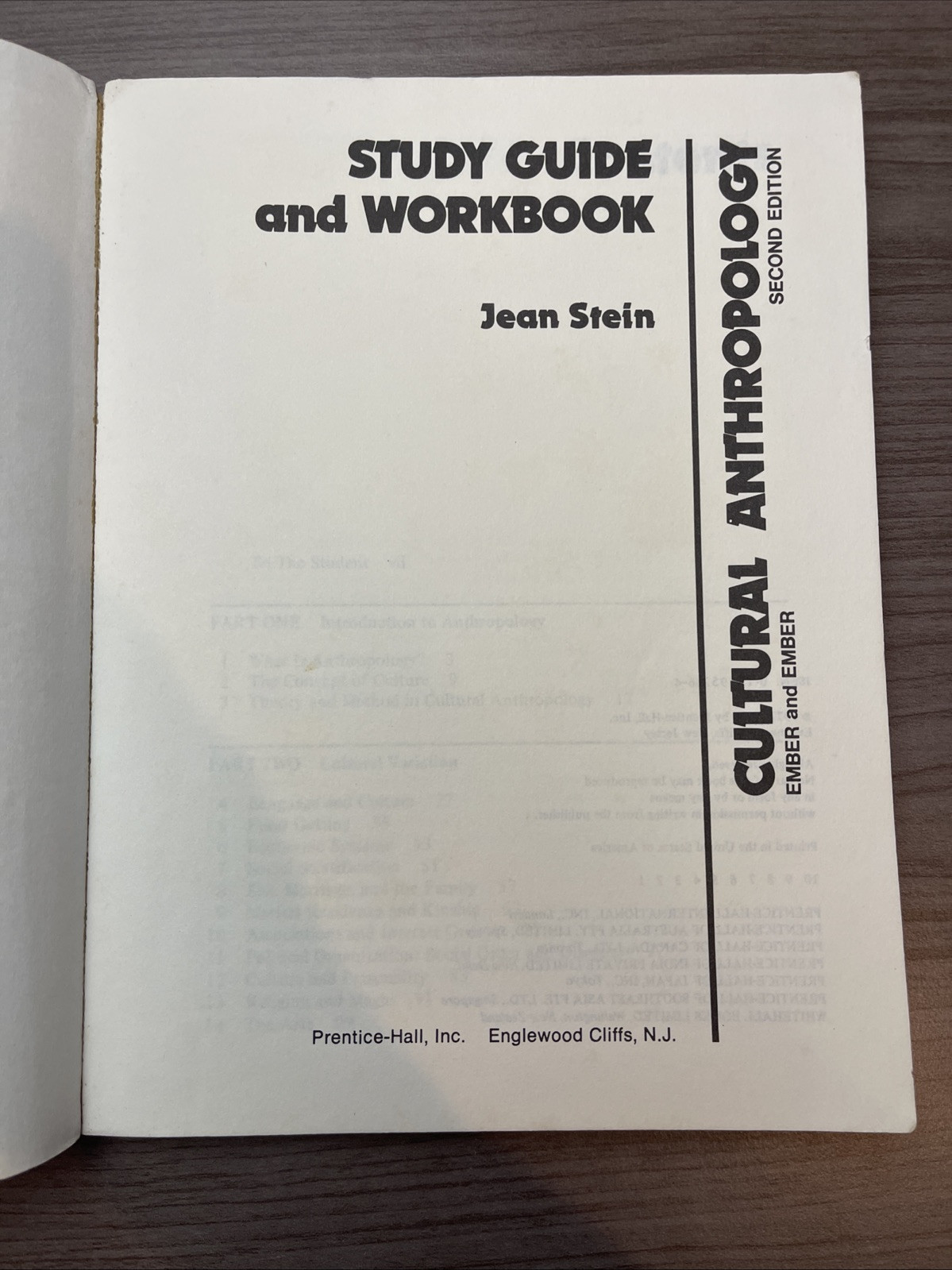 Cultural Anthropology Second Edition Ember Plus Study Guide/Workbook 1977