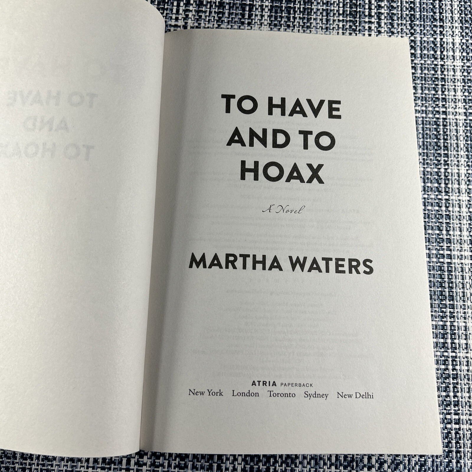To Have and to Hoax Martha Waters Trade Paperback 2020 Atria Paperback Books