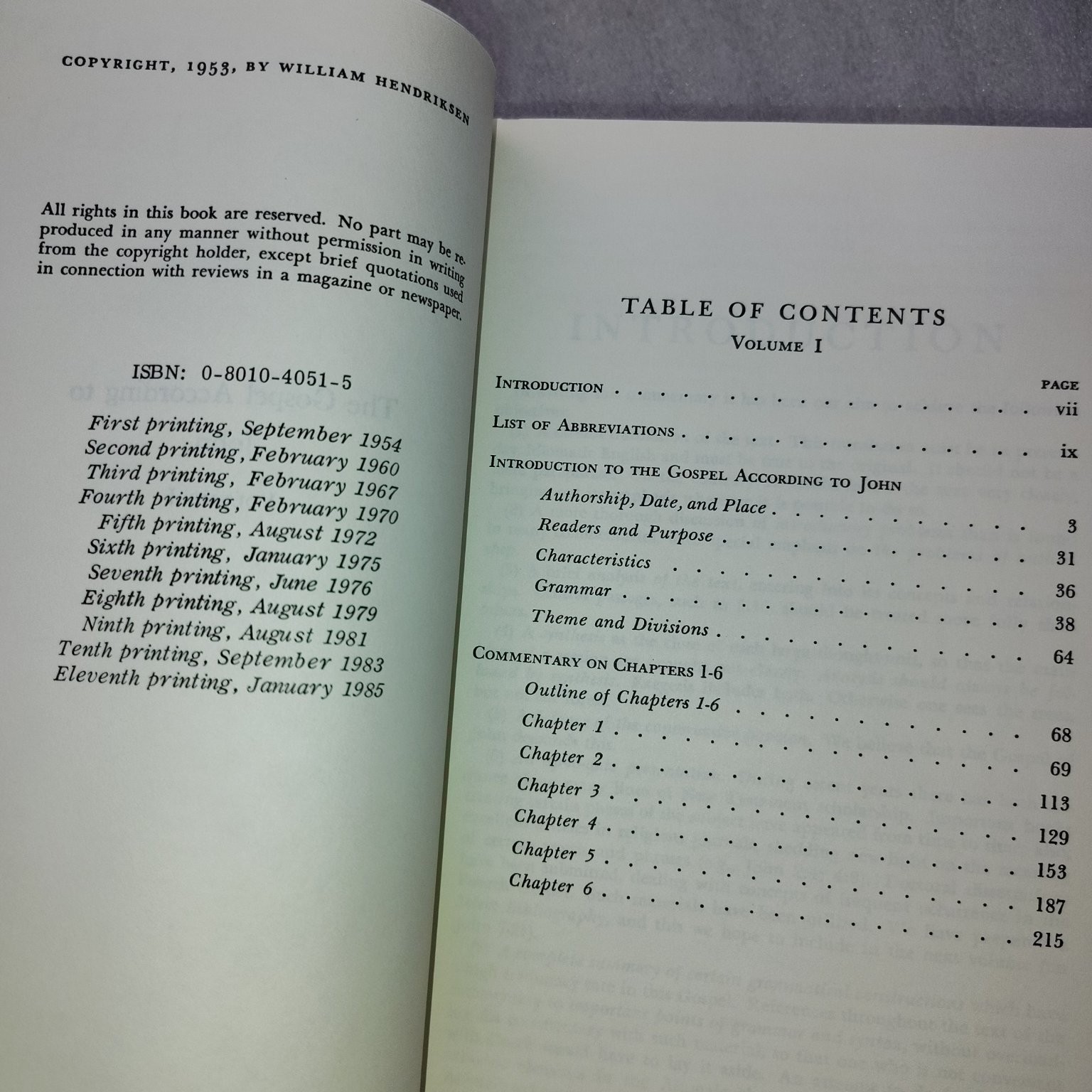 The Gospel of John Hendriksen 1953 New Testament Commentary Baker Book House