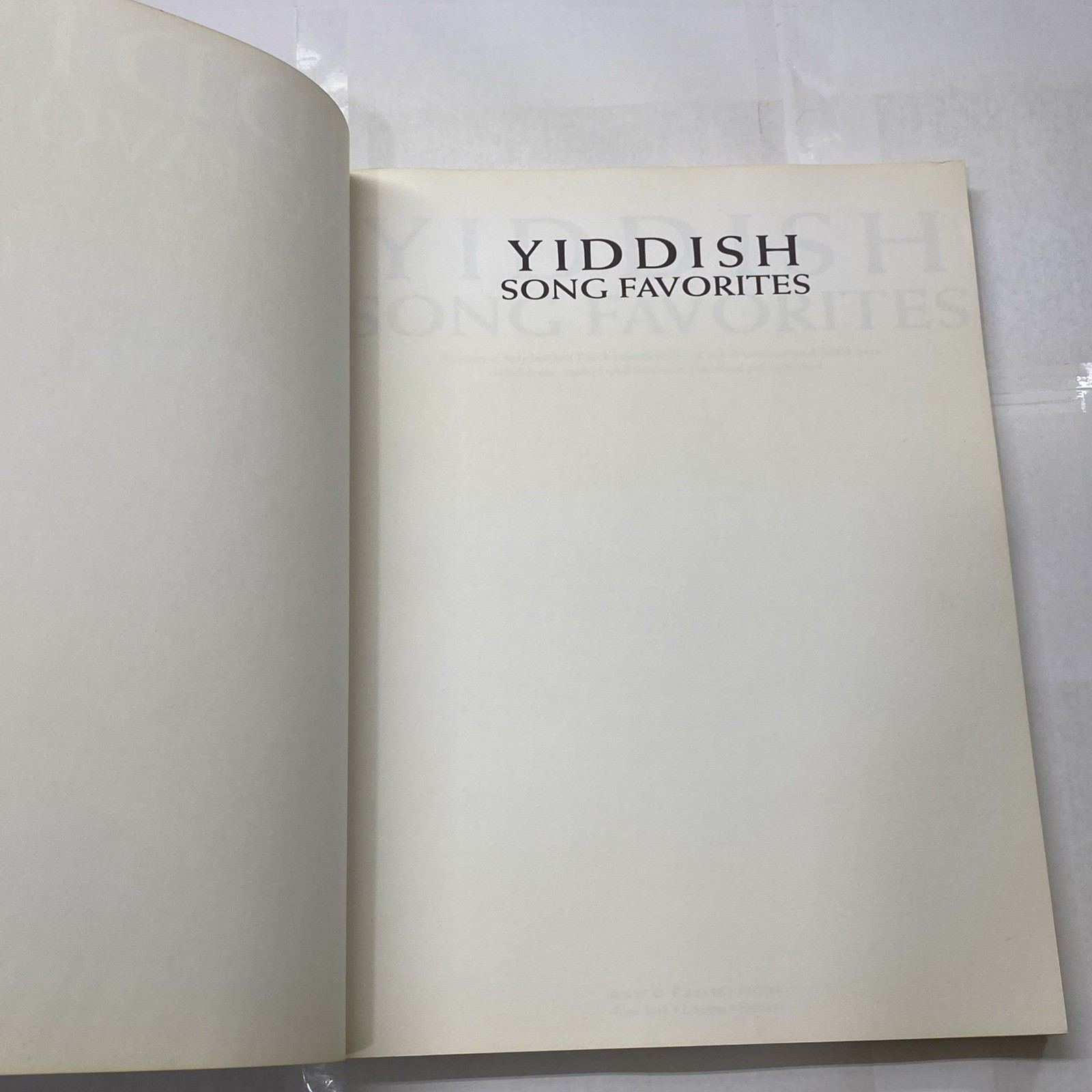 Yiddish Song Favorites (Amsco Publications) Songbook with Sheet Music 1994 PB