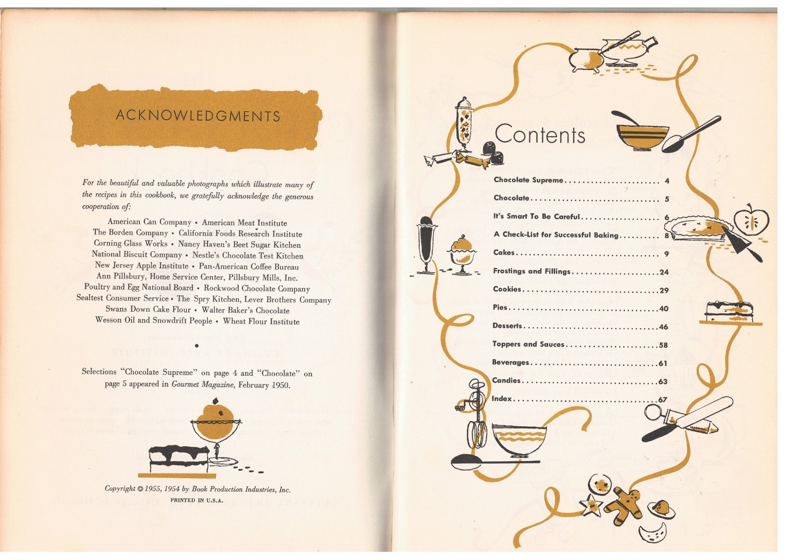 Vintage 1955 The Chocolate Cookbook Culinary Arts Institute #104 68 pages