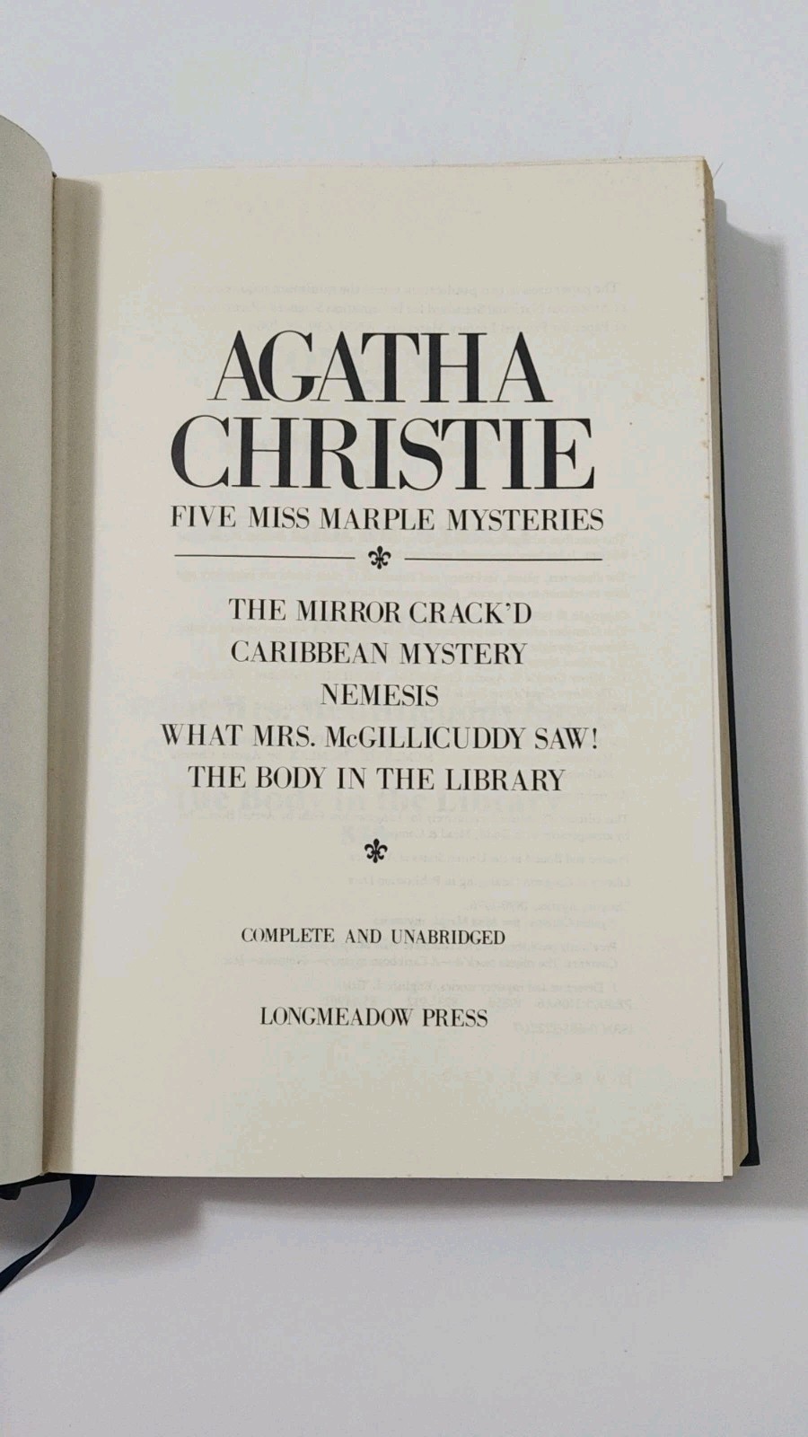 Agatha Christie – Five Miss Marple Mysteries – Longmeadow Press 1985 Leather