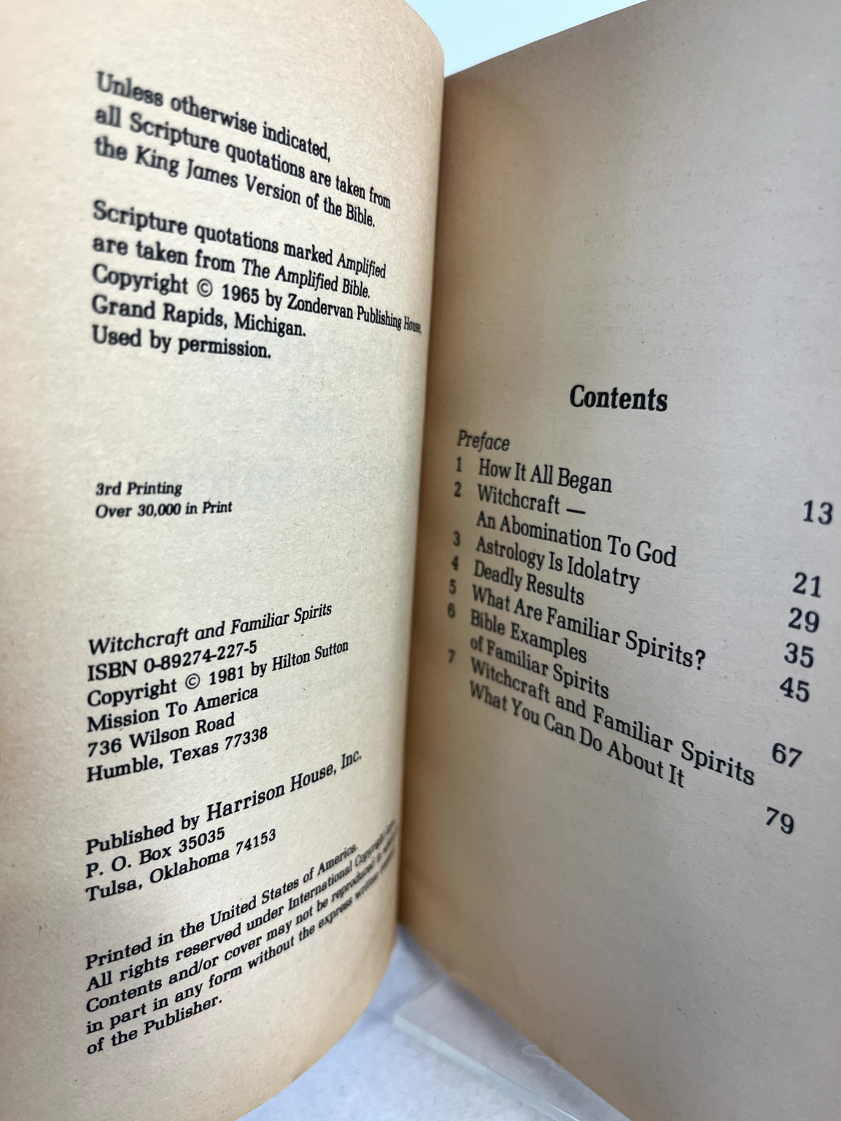 Witchcraft & Familiar Spirits Paperback by Hilton Sutton Vintage Book