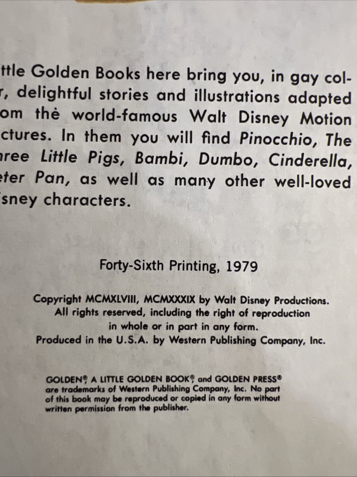 Vintage A Little Golden Book Disney’s Pinocchio 1979 104-2 .69 #4386