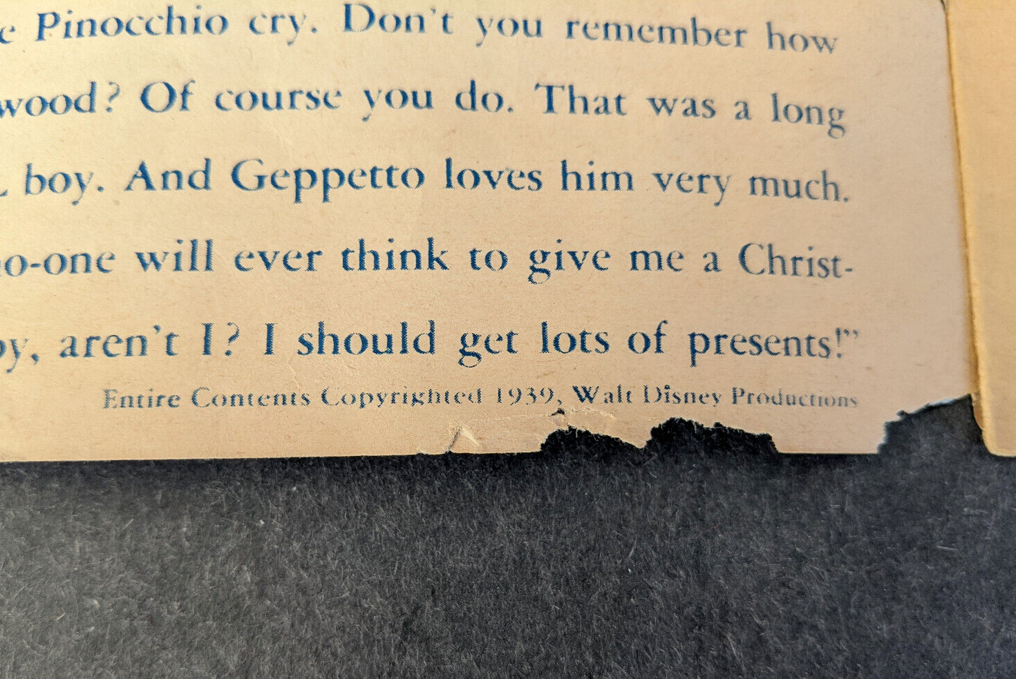 Pinocchio Pinocchio’s Christmas Party 1939 Disney Give Away Toytown Boston