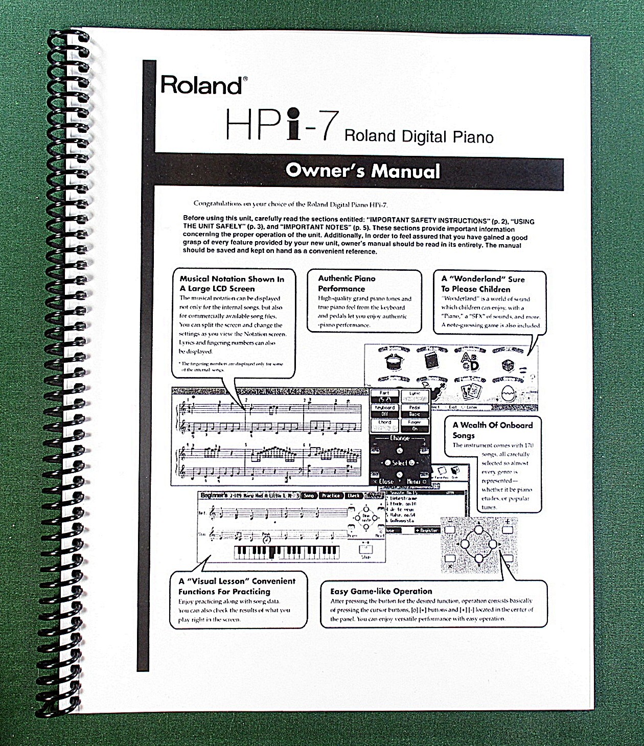 Roland HPi-7 Owner’s Instruction Manual: 114 Pages & Protective Covers!