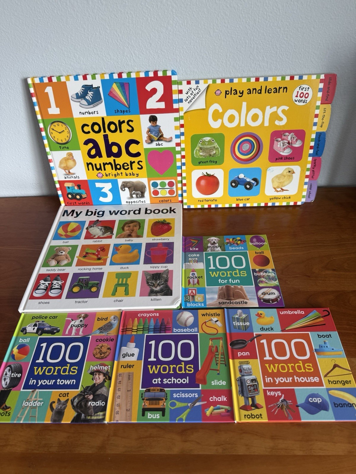 Priddy Books: Colors, ABCs, Numbers, Big Word Book & 4 x 100 word books – school