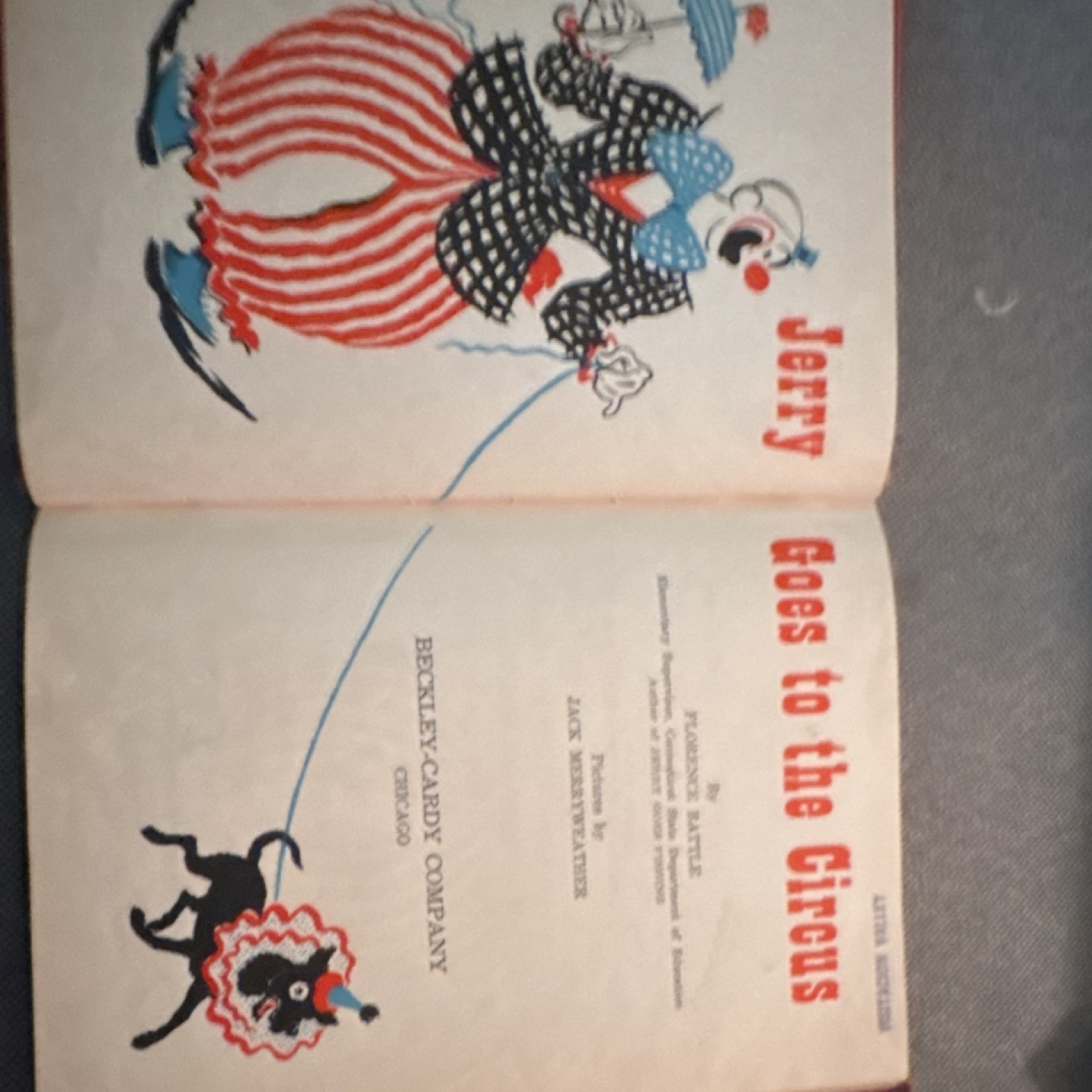 Jerry Goes to the Circus by Florence Battle Hardcover Illustrated Beckley-Cardy