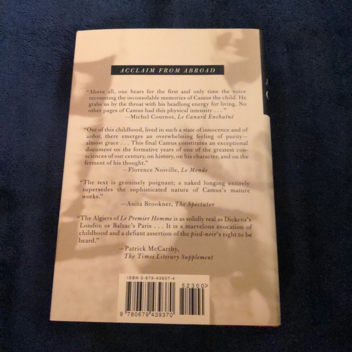 The First Man by Albert Camus – Hardcover Book – 2005 1st American Edition HCDJ