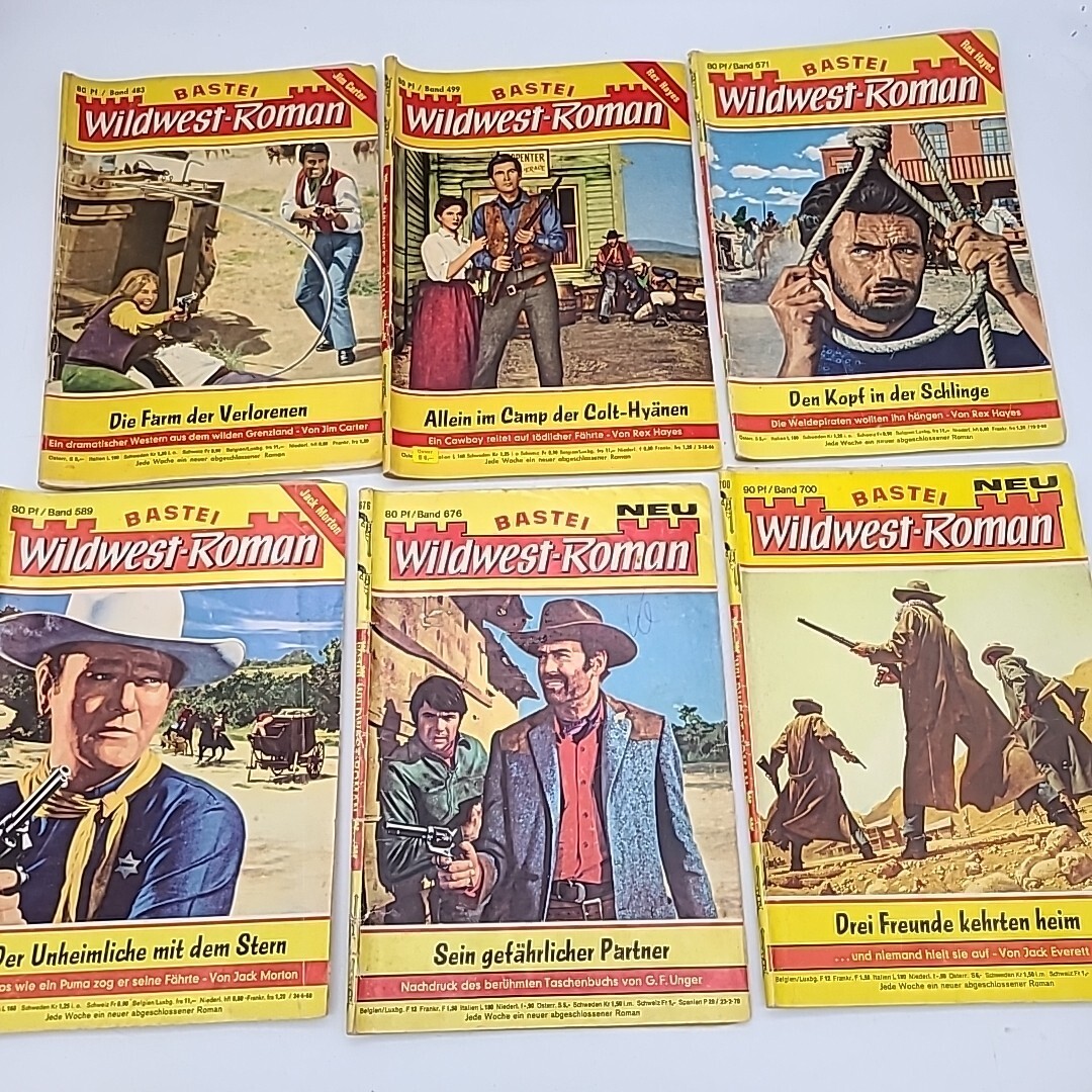19 BASTEI Wildwest-Roman Western Pulp Fiction German Booklets Books 1960-70’s